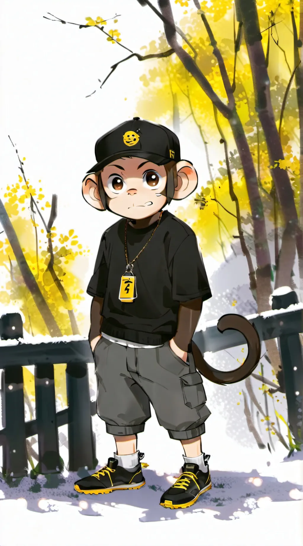 ai character: cute monke background
