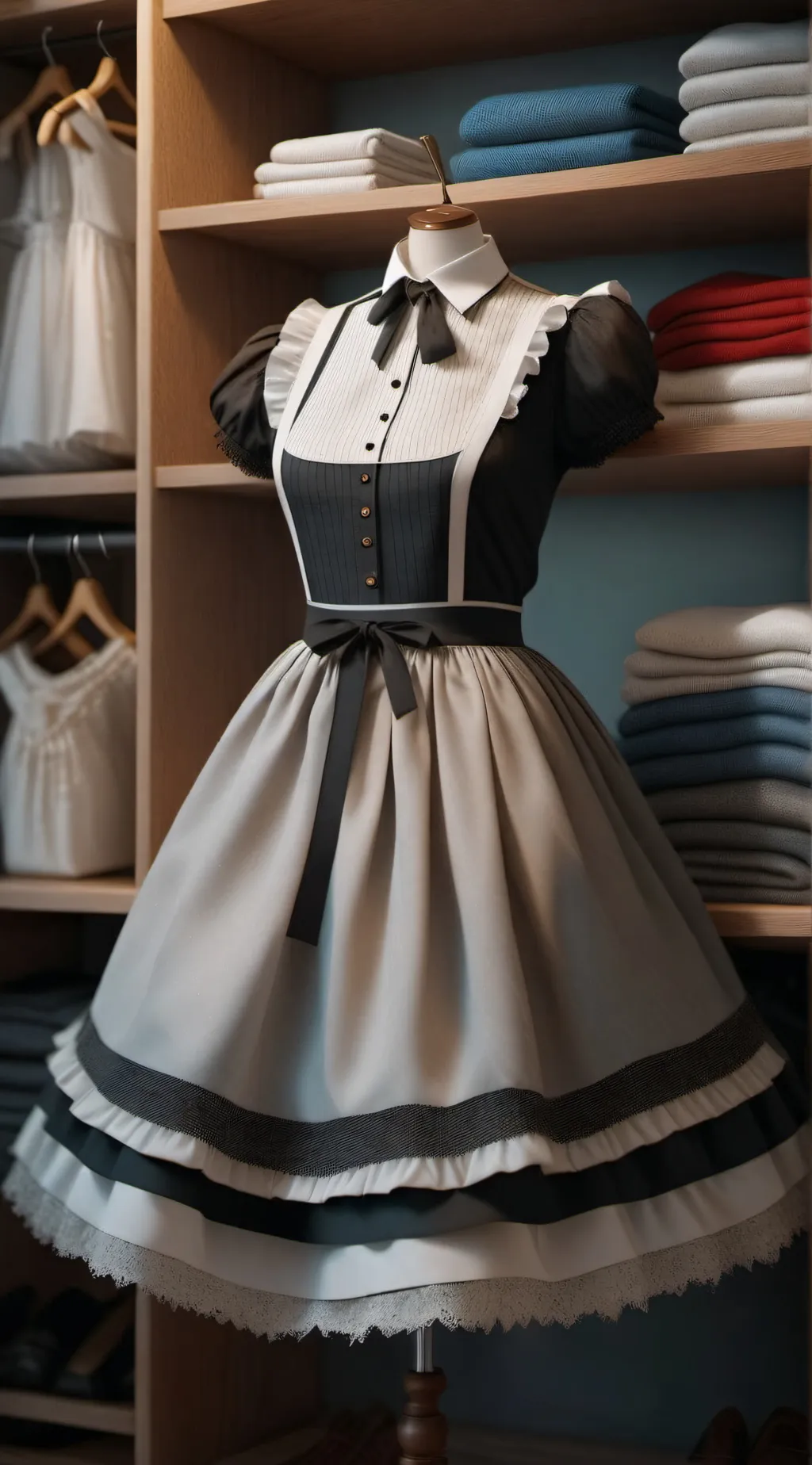 ai character: latex maid dress  background