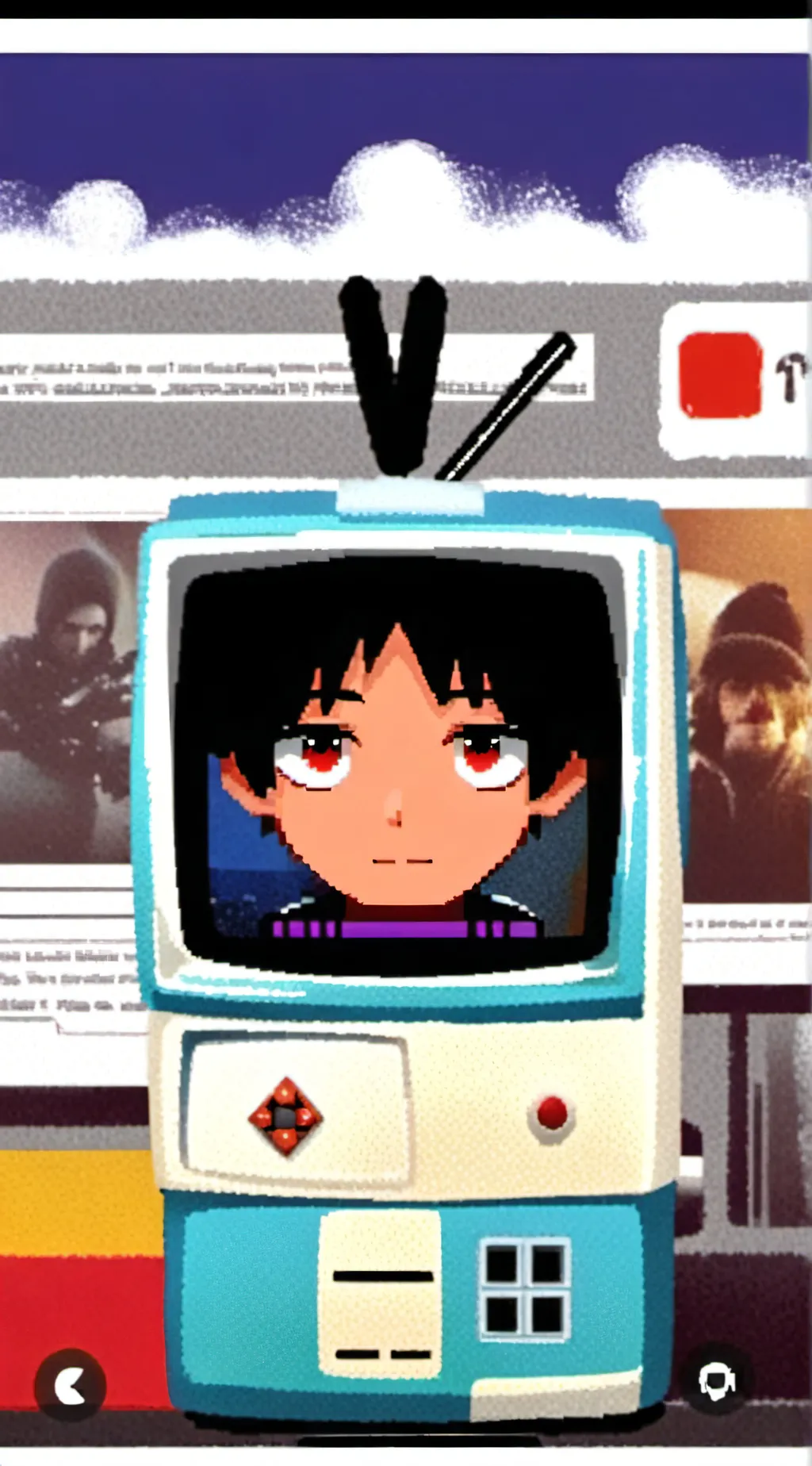 ai character: Vox. Hazbin hotel background