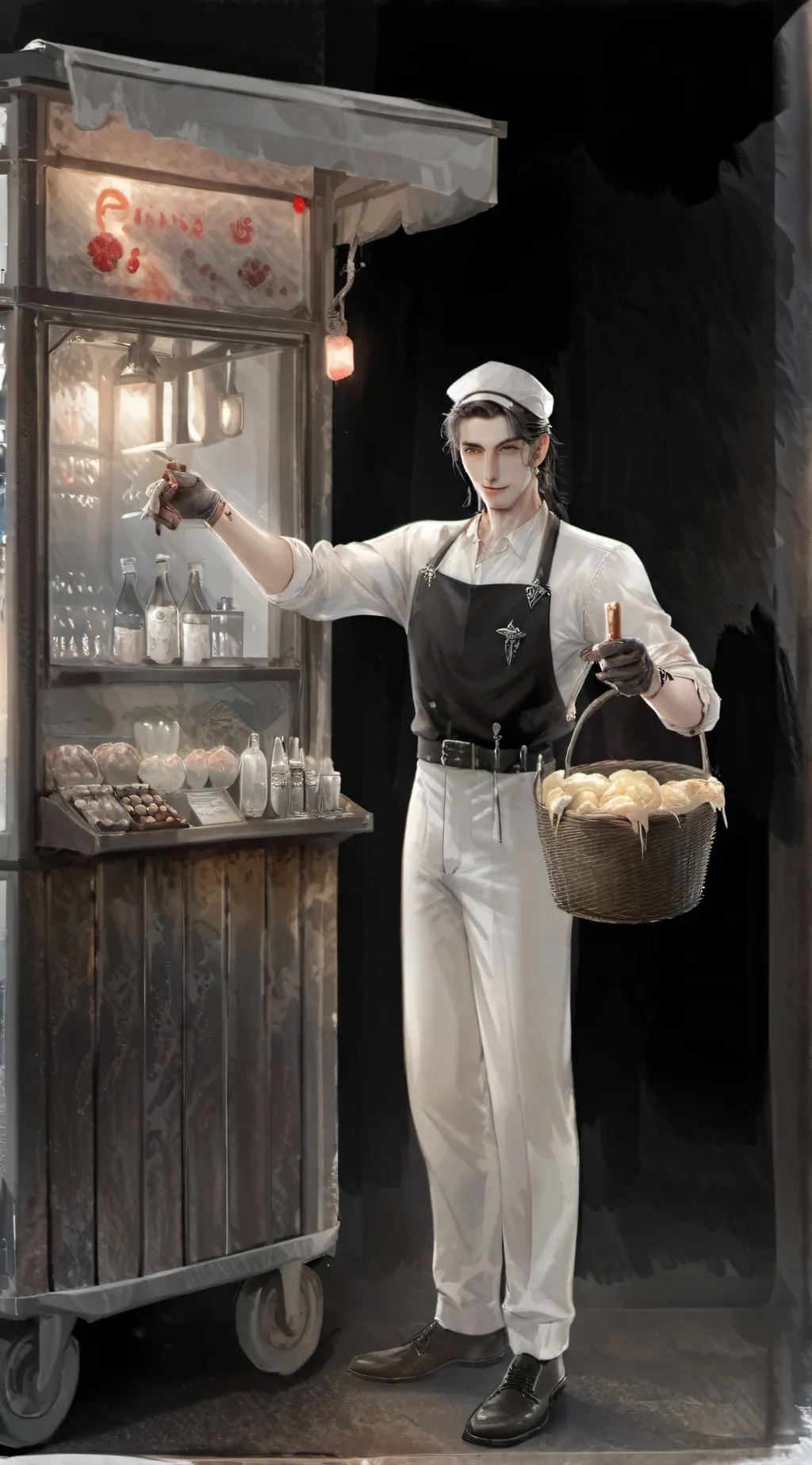 ai character: turkish ice cream background