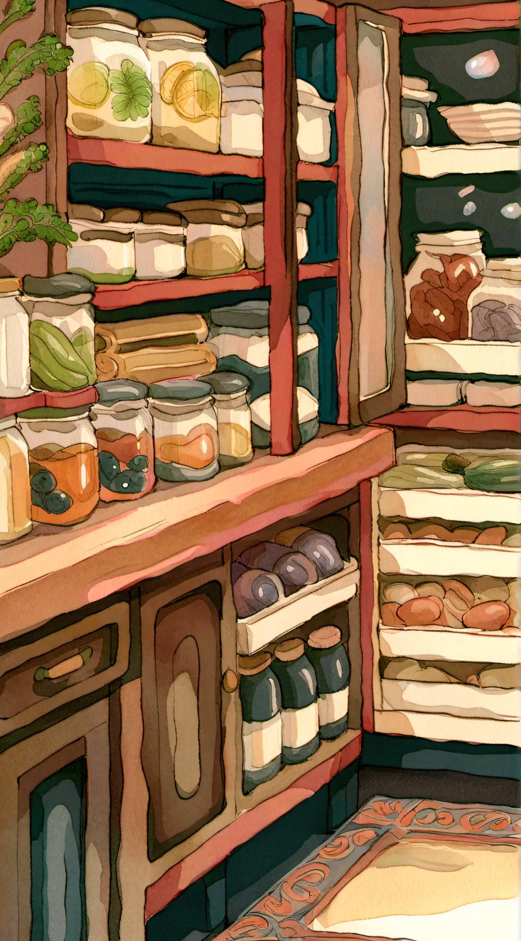 ai character: life in a pantry background
