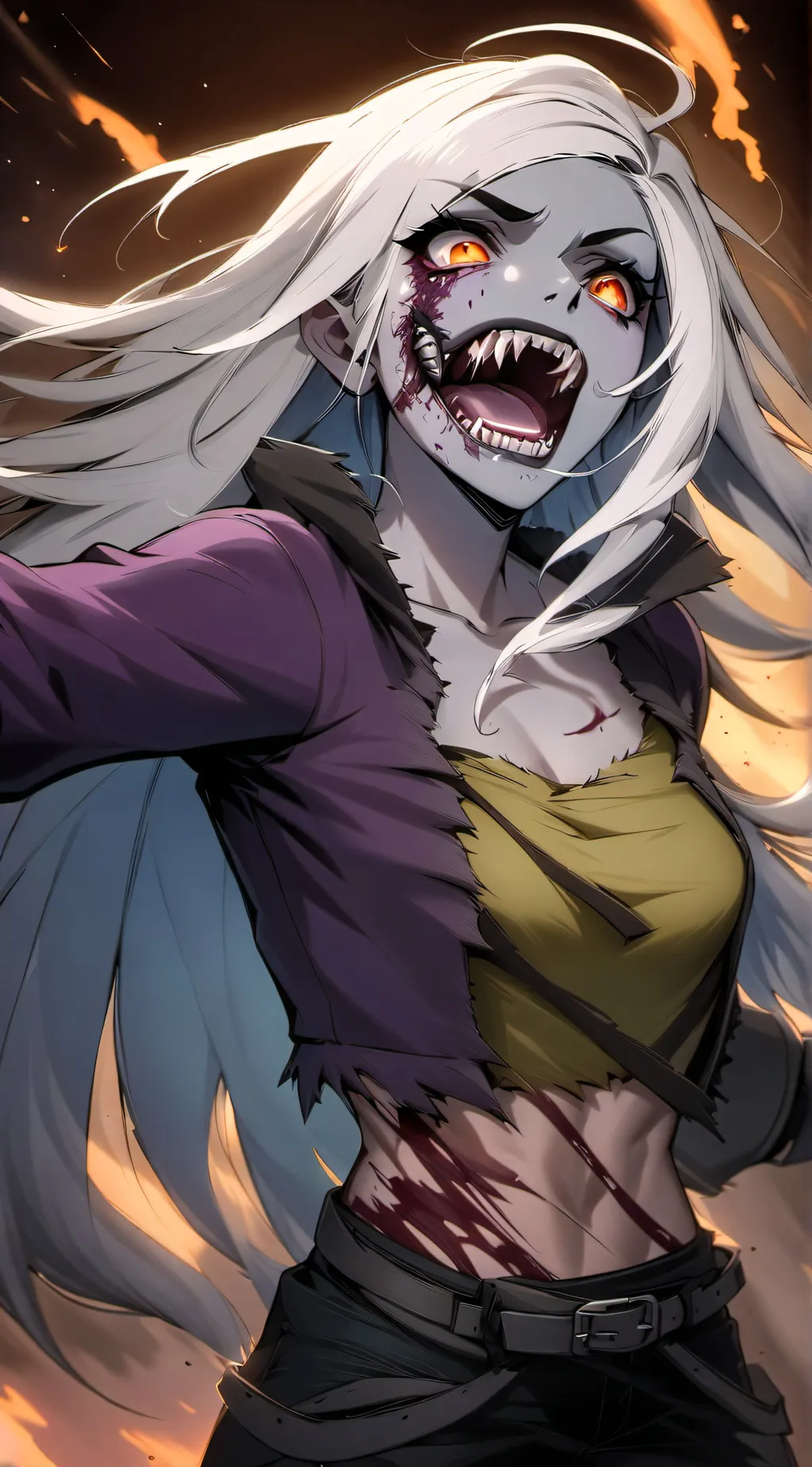 ai character: Female zombie. background