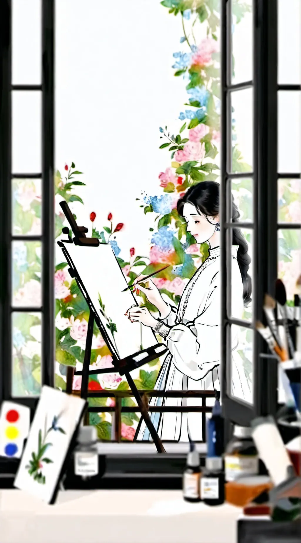 ai character: Violet background