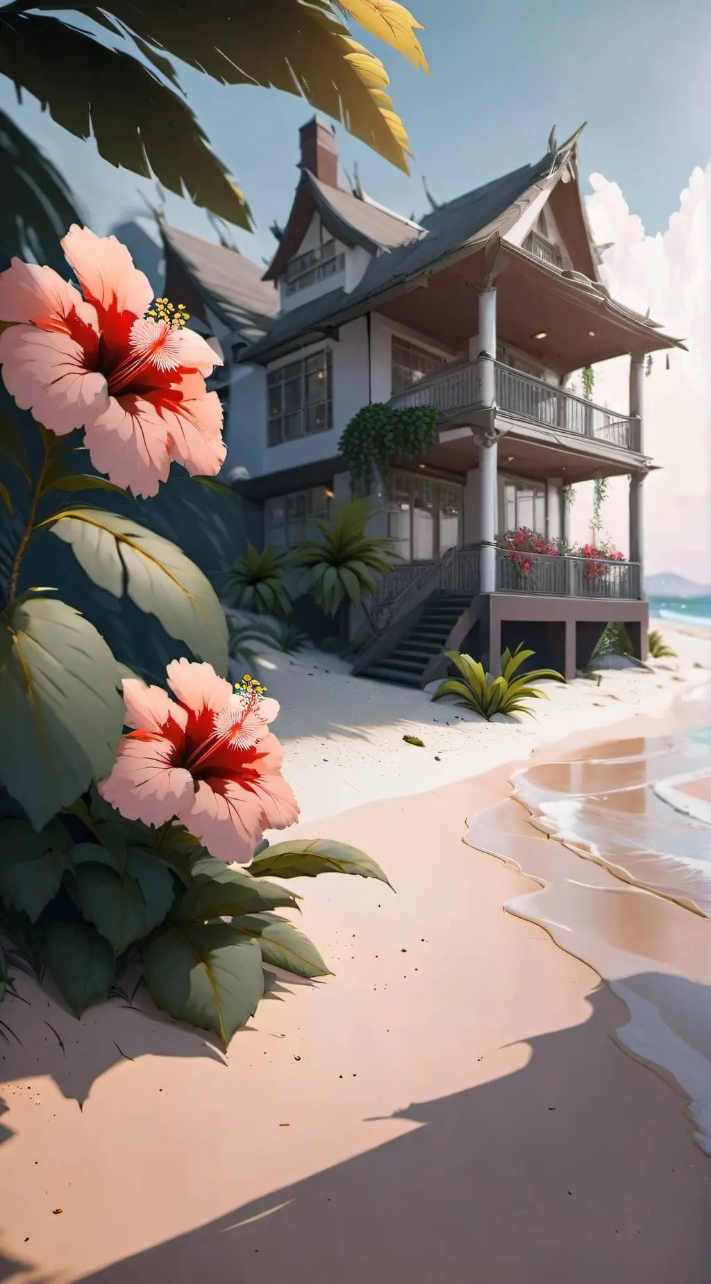 ai character: DS VACATION! 🌊🌺🌷☀ background