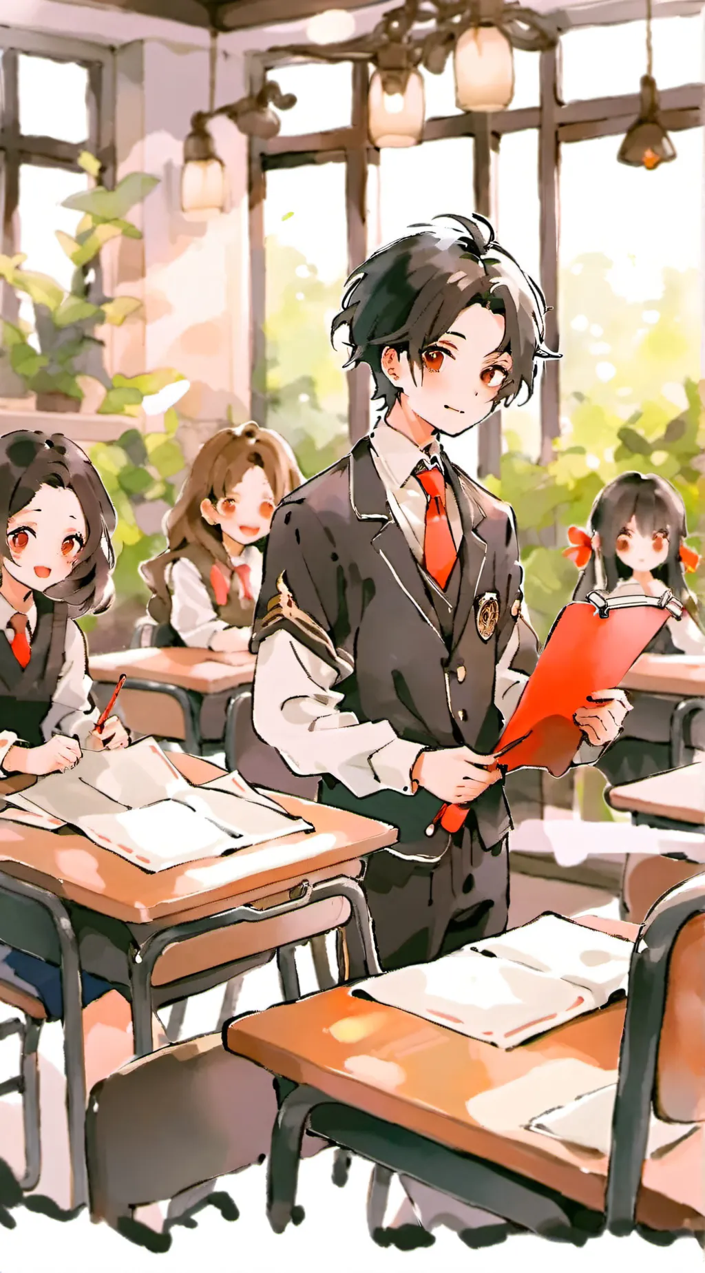 ai character: Class 1a rich  background