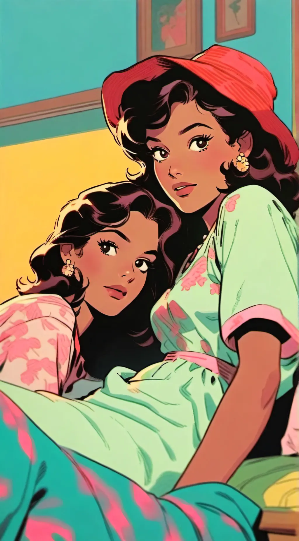 ai character:  Sleepover background