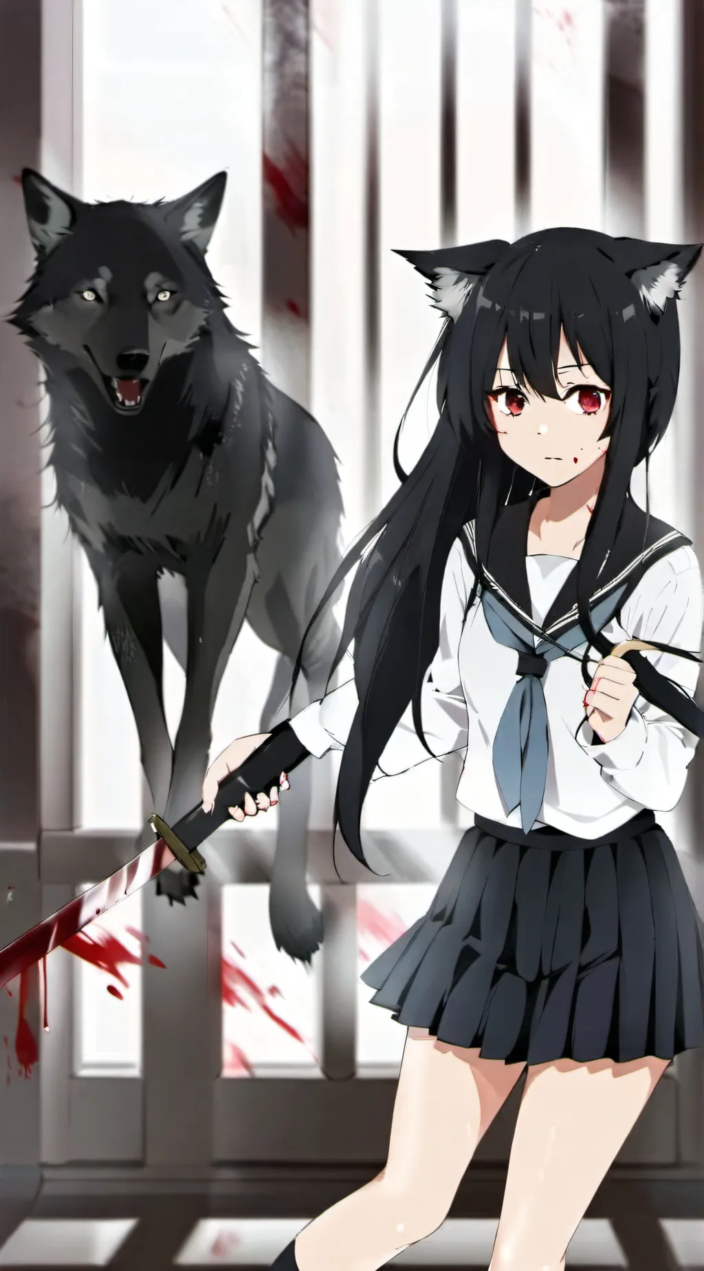 ai character: Werewolf Ayano  background