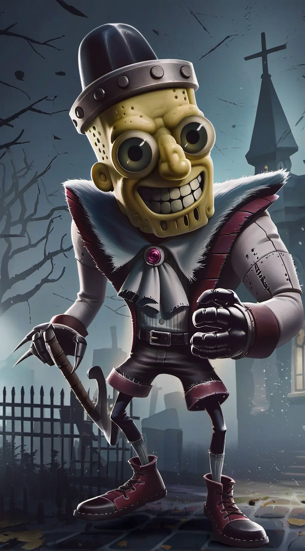 ai character: Ugly haunt sponge background