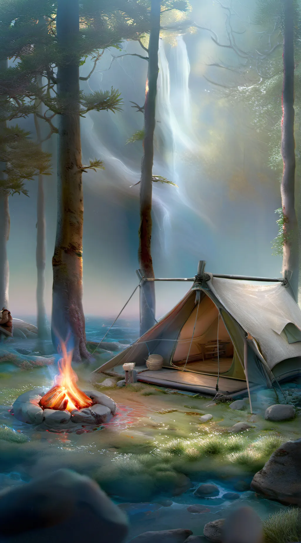 ai character: hero and evil camp background