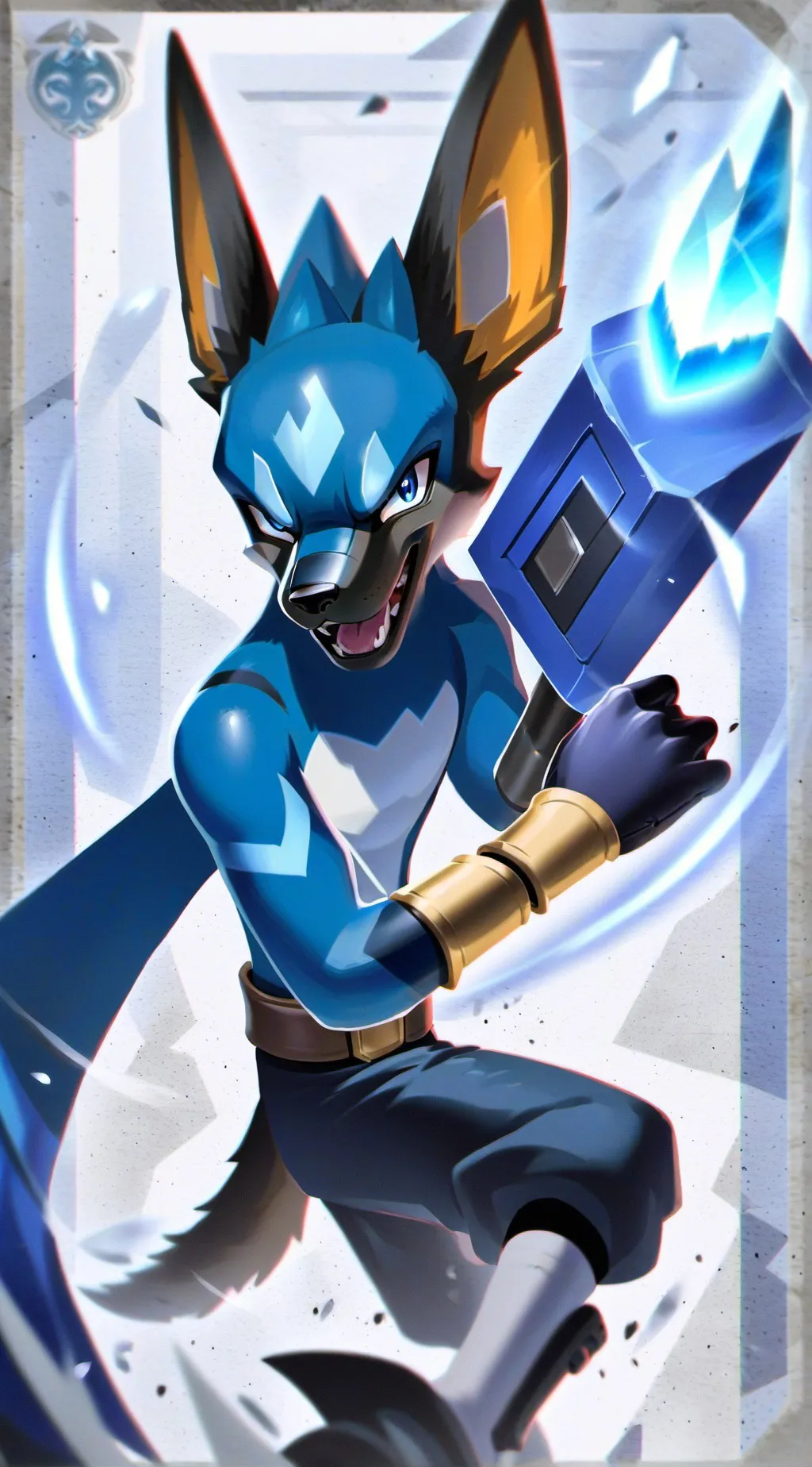ai character: Lucario with a gun background