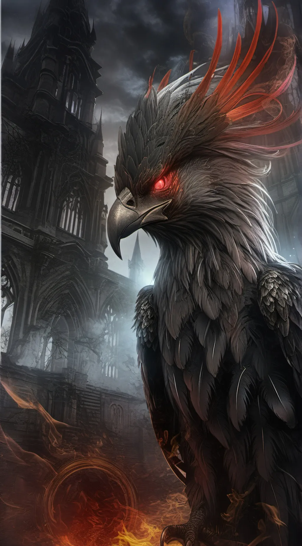 ai character: Red Phoenix  background