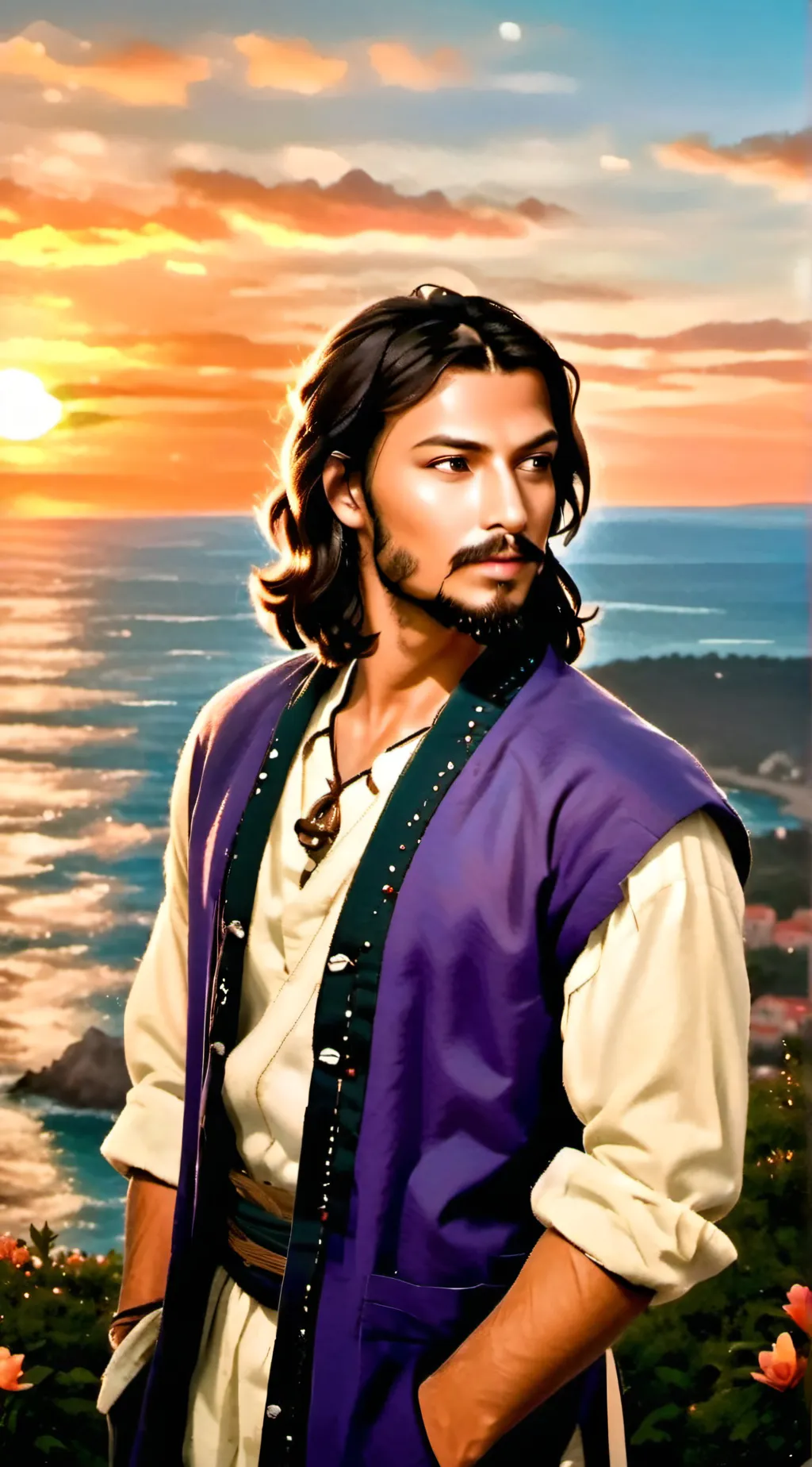 ai character: jesus Christ  background