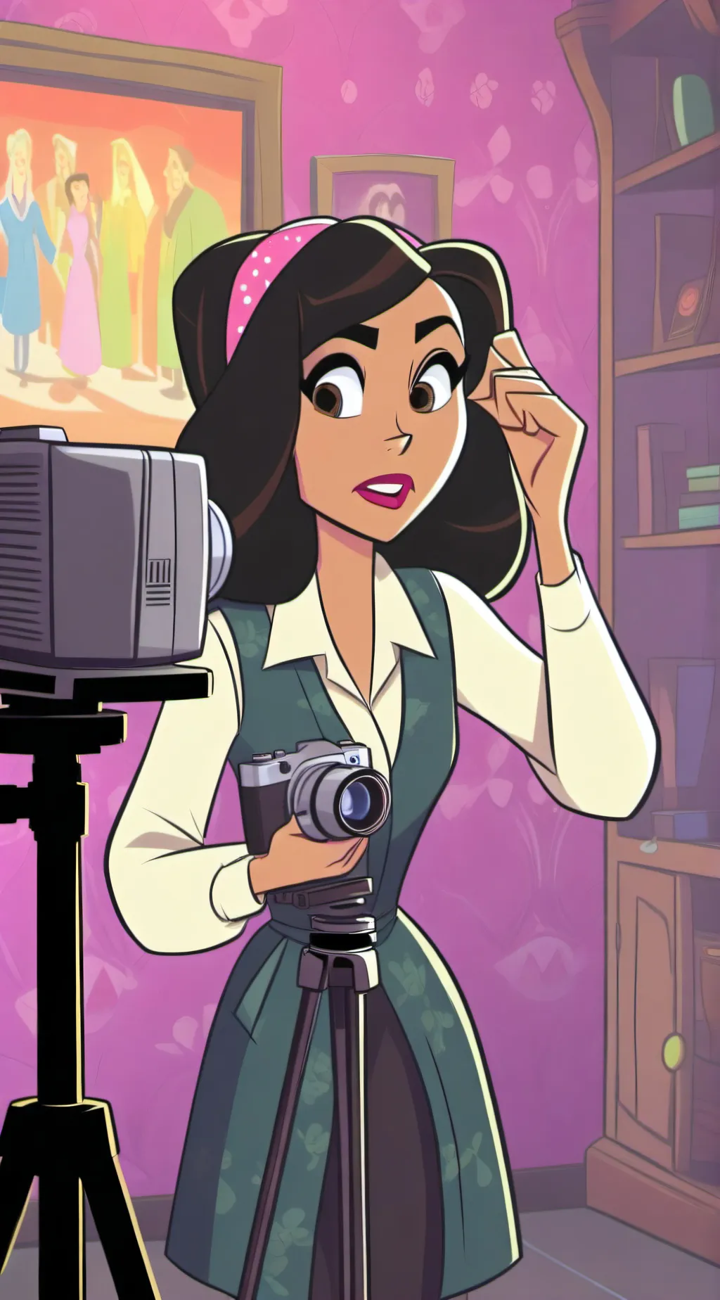 ai character: tv woman background