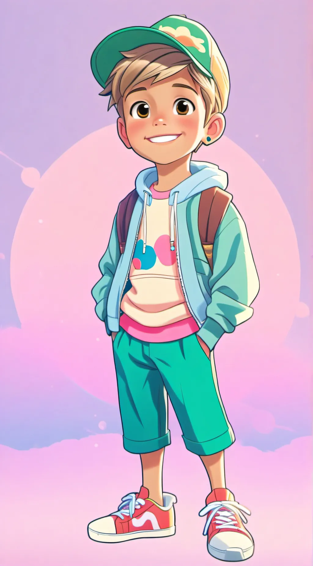 ai character: school boy  background