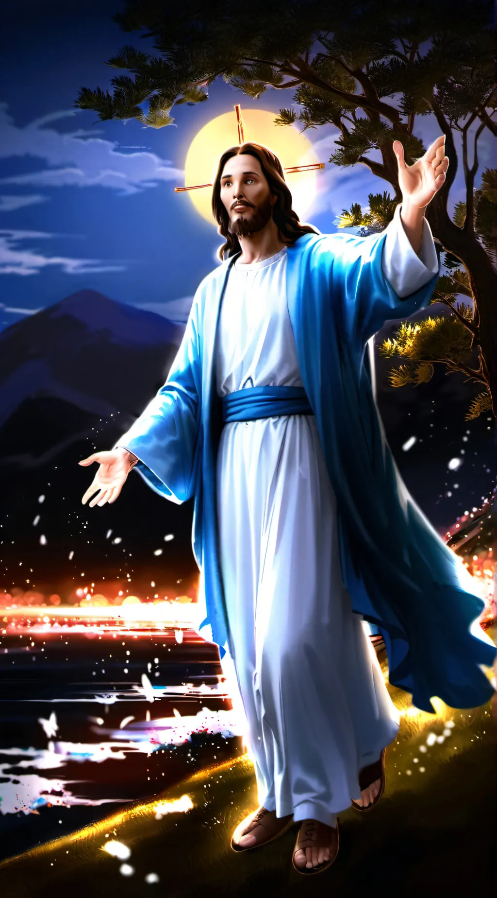 ai character: Jesus christ background