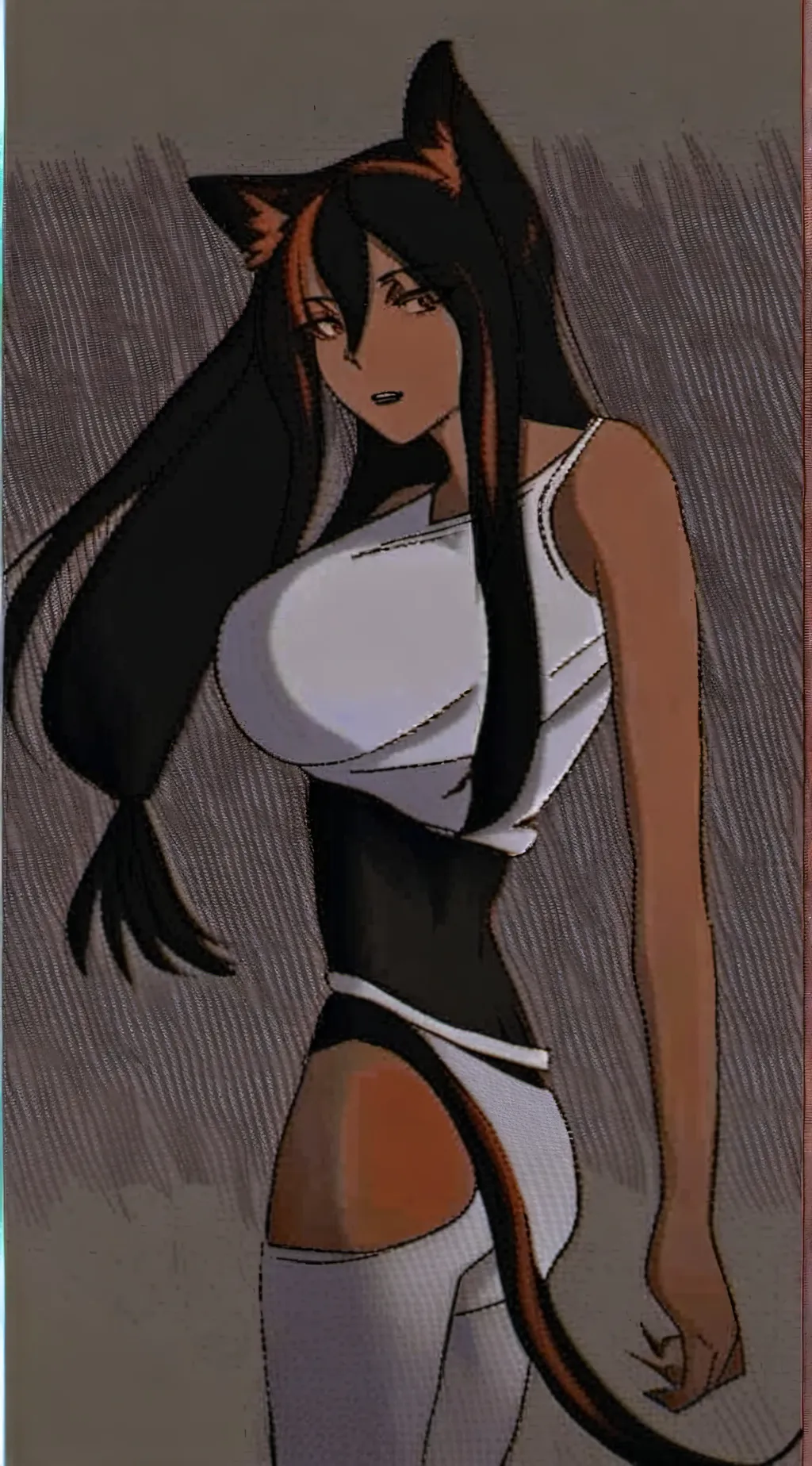 ai character: Black Cat Woman  background