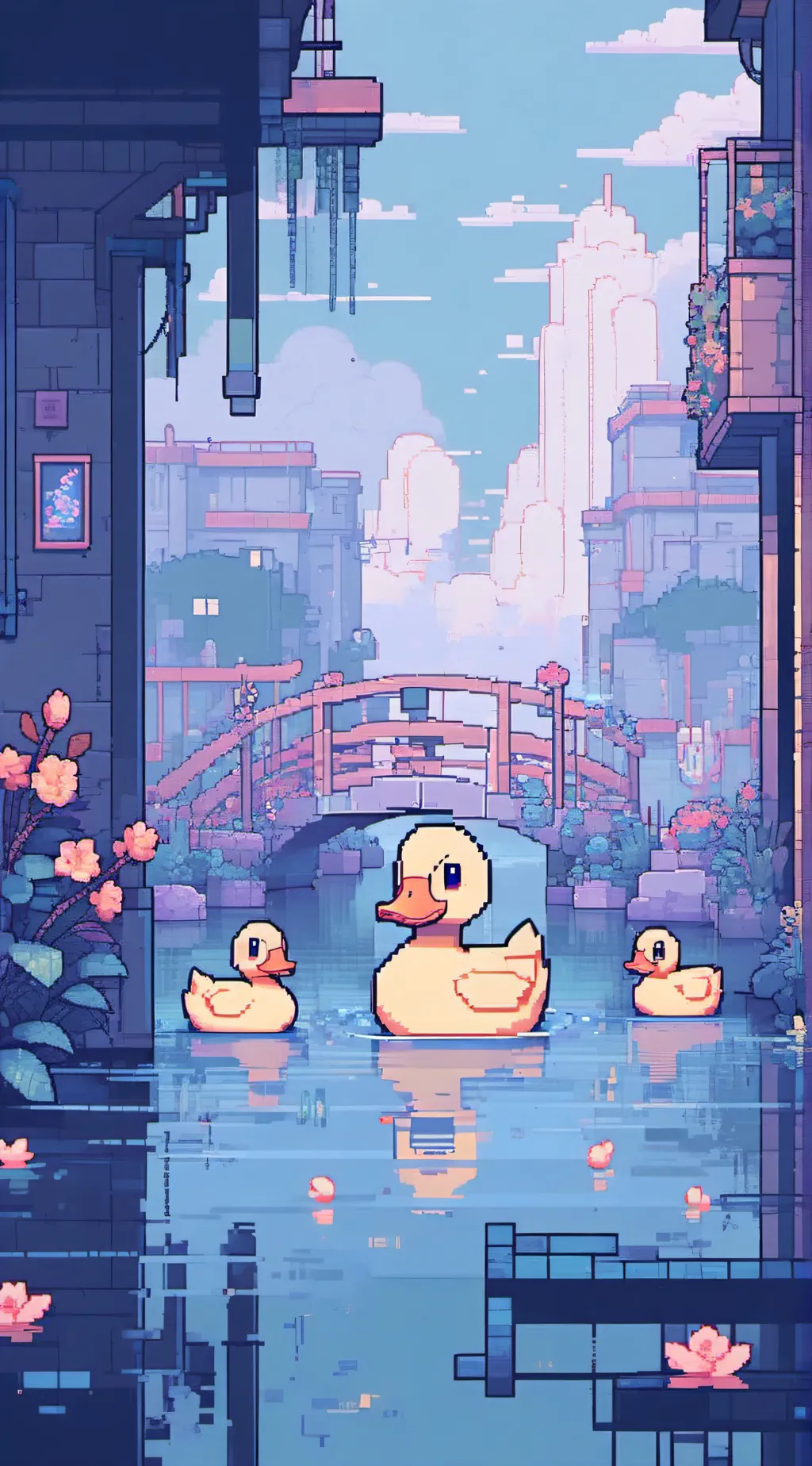 ai character: duck pond background