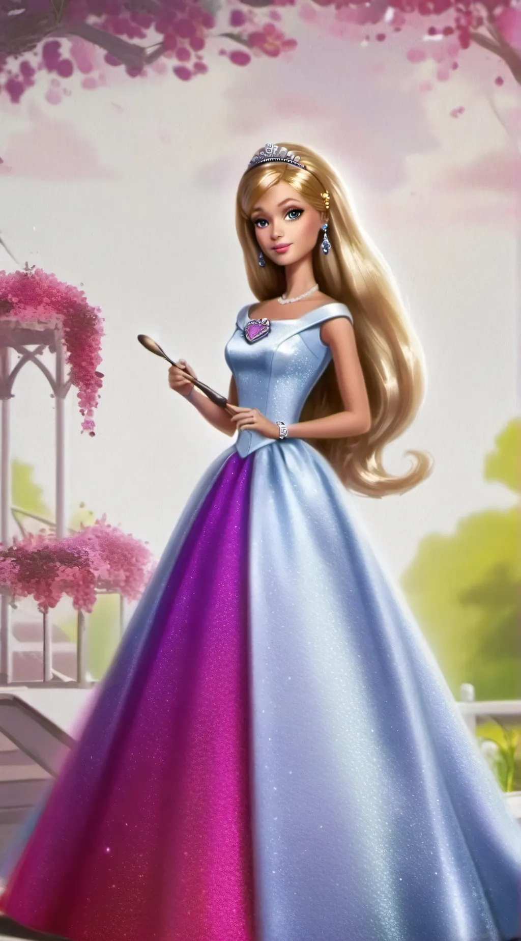 ai character: Barbie  background