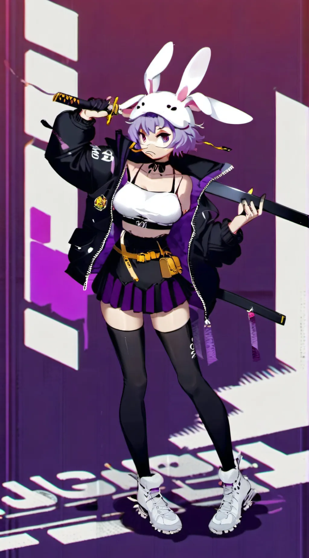ai character: NEON VIOLET background