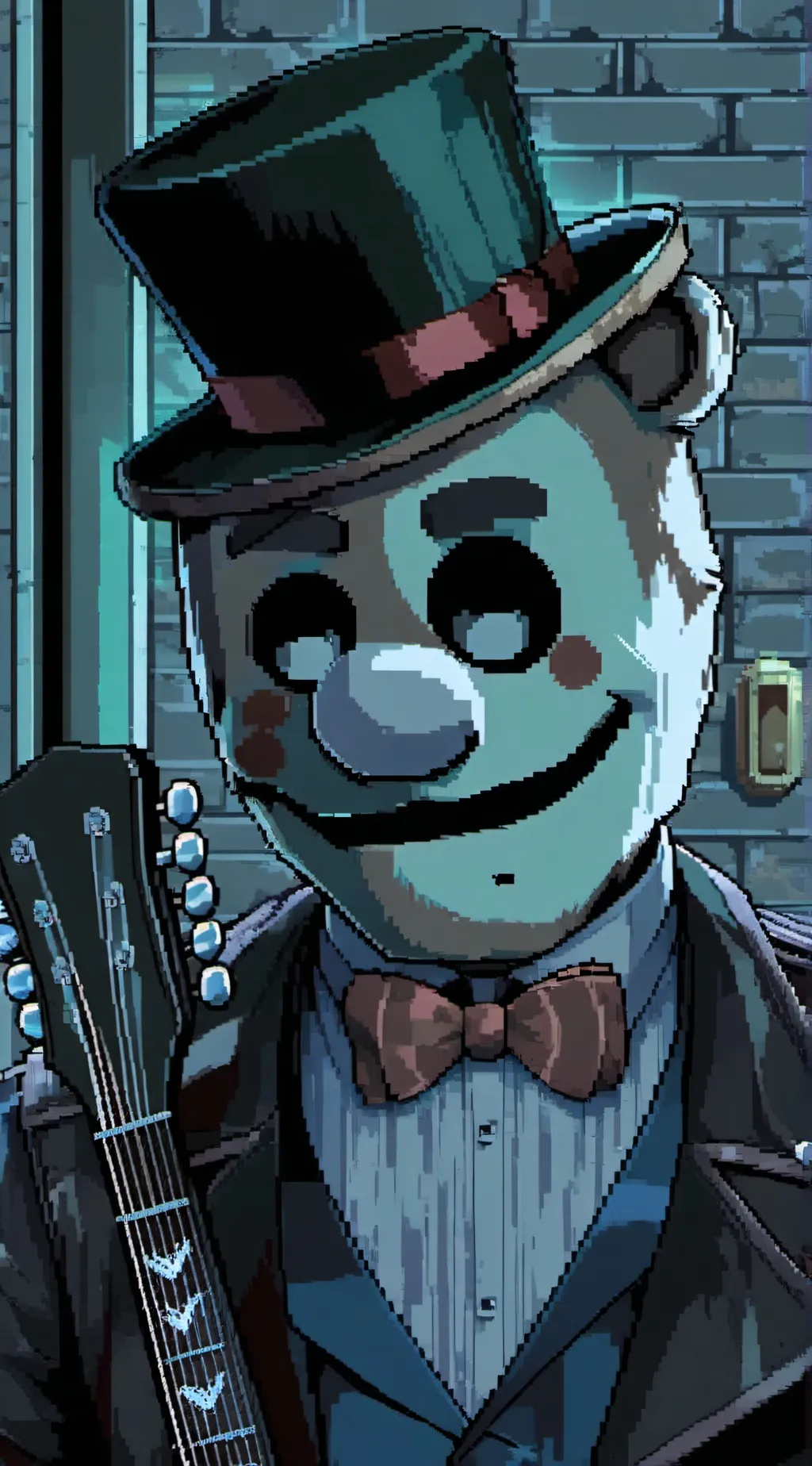 ai character: Fnaf 2 vhs tape background