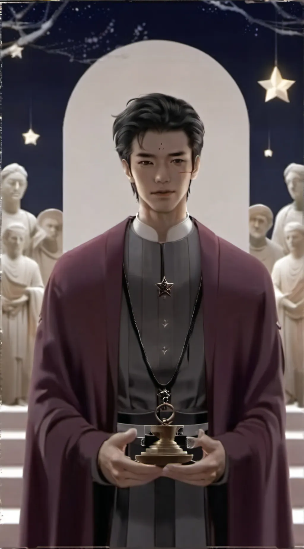 ai character: star prayer background