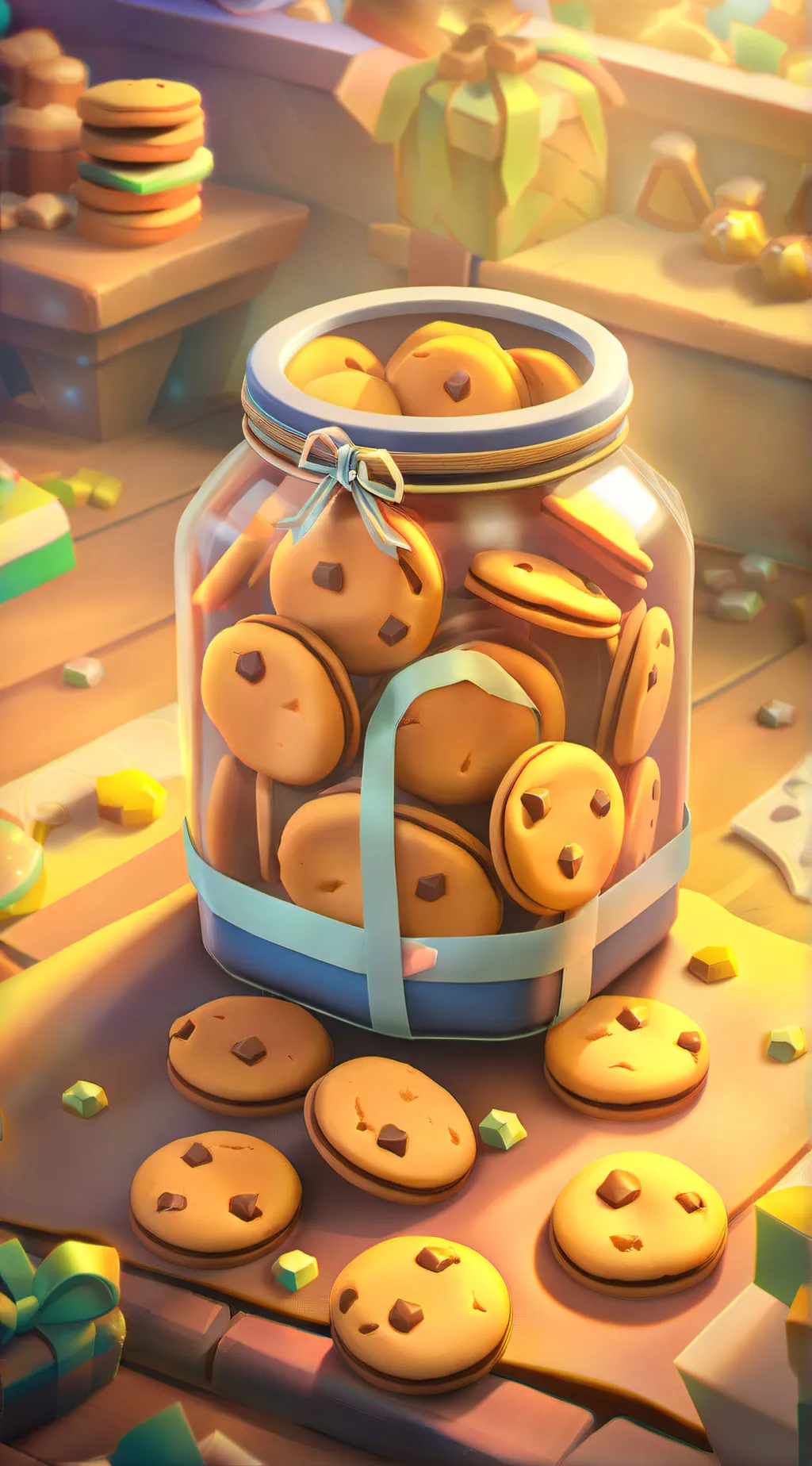 ai character: 🍪 jar of cookies 🍪 background