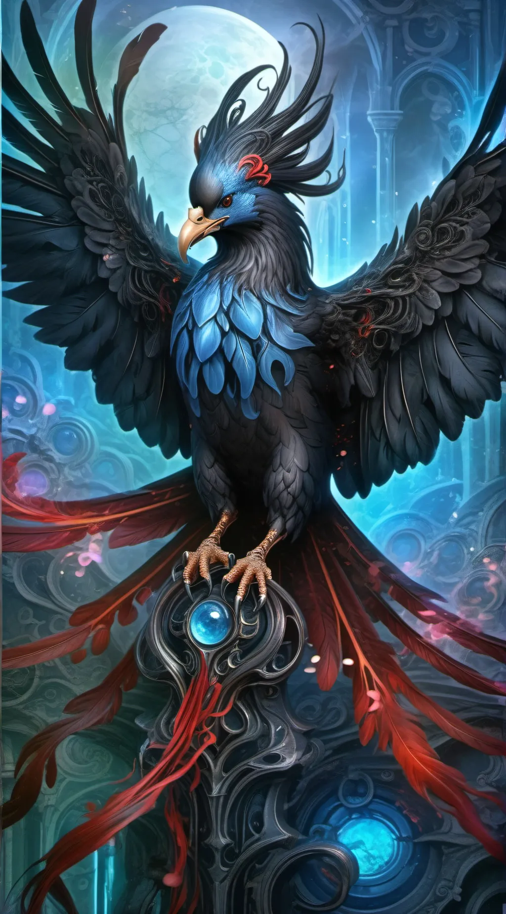 ai character: Black Phoenix  background