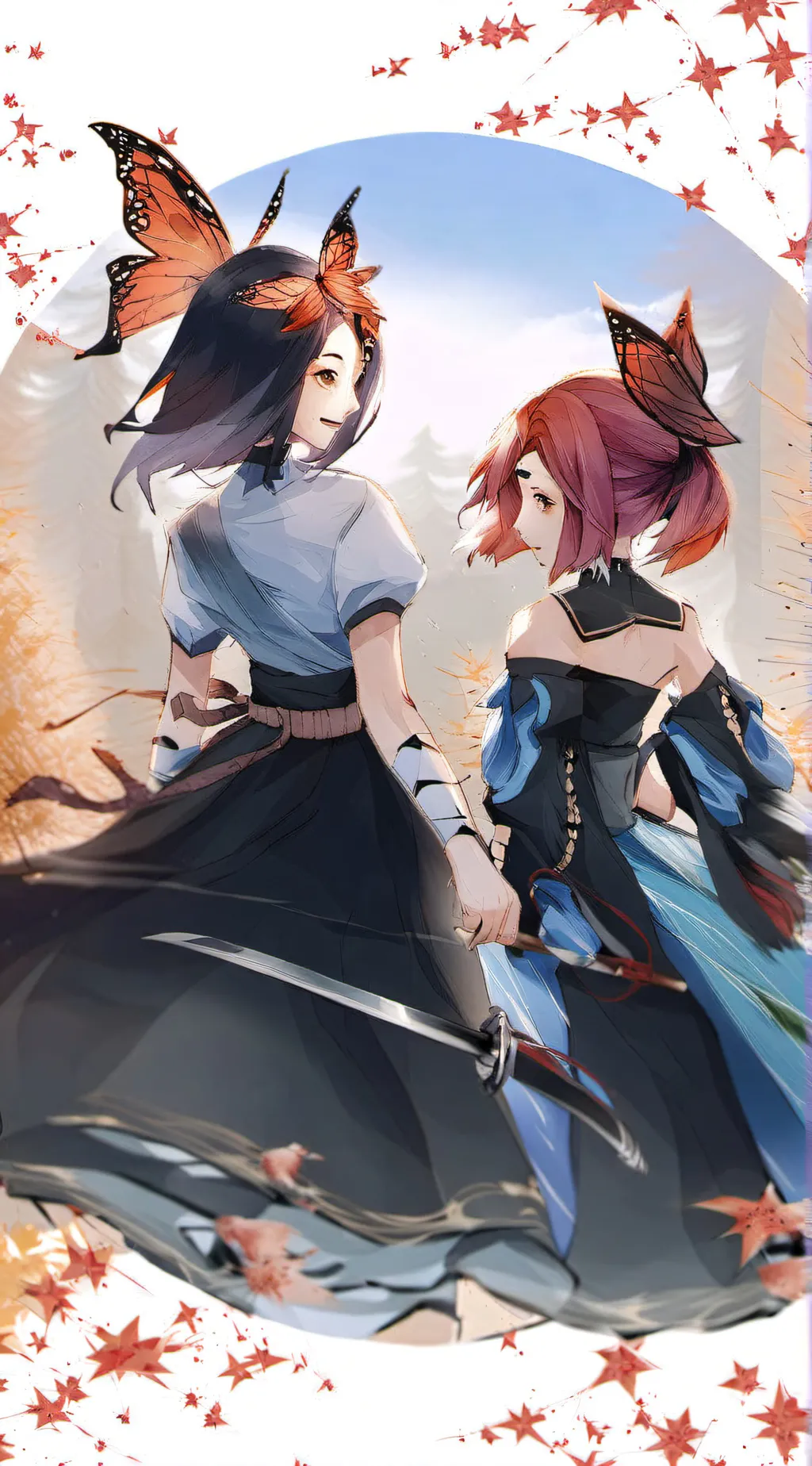 ai character: kanae and shinobu  background