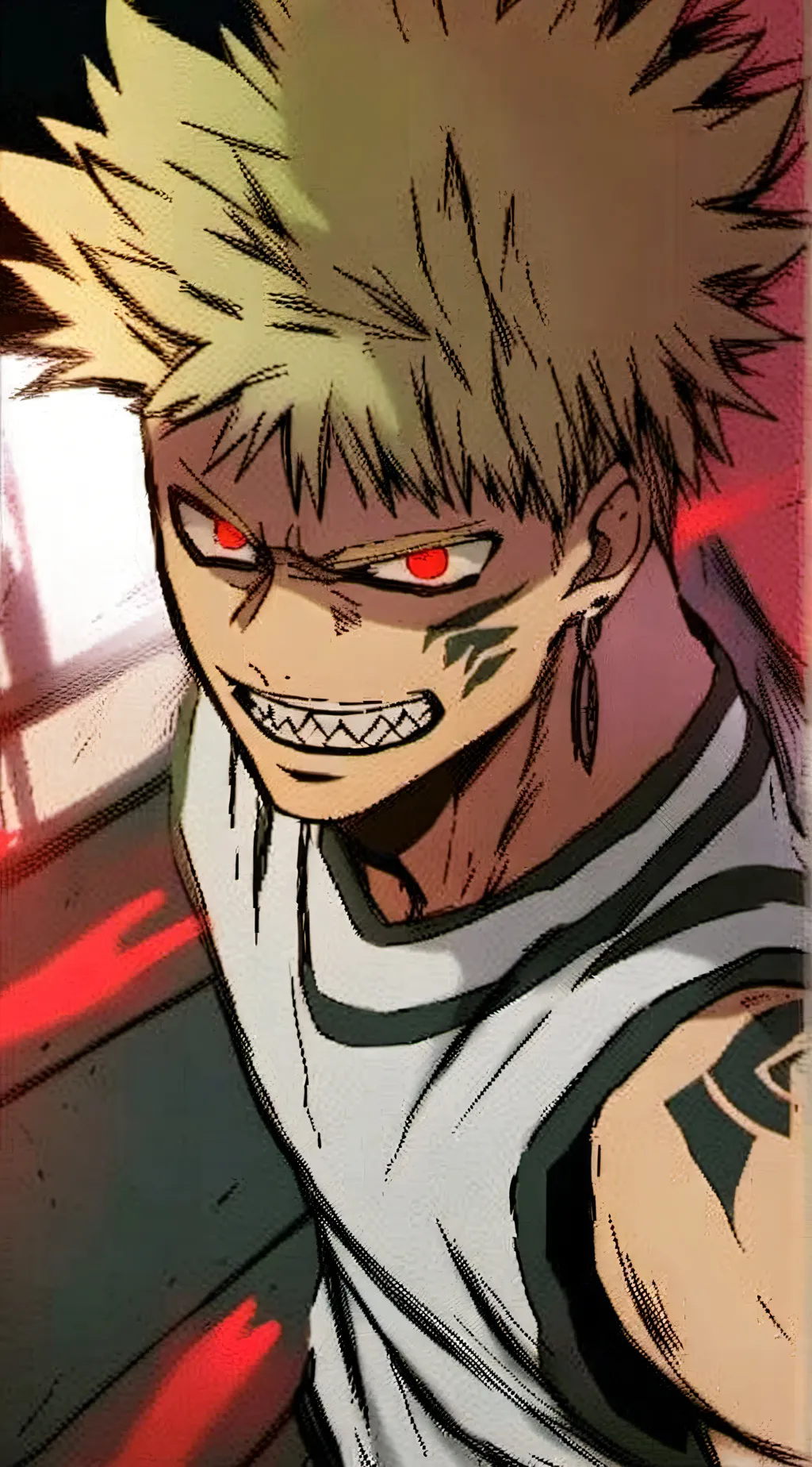 ai character: bakugo +kirishima  background