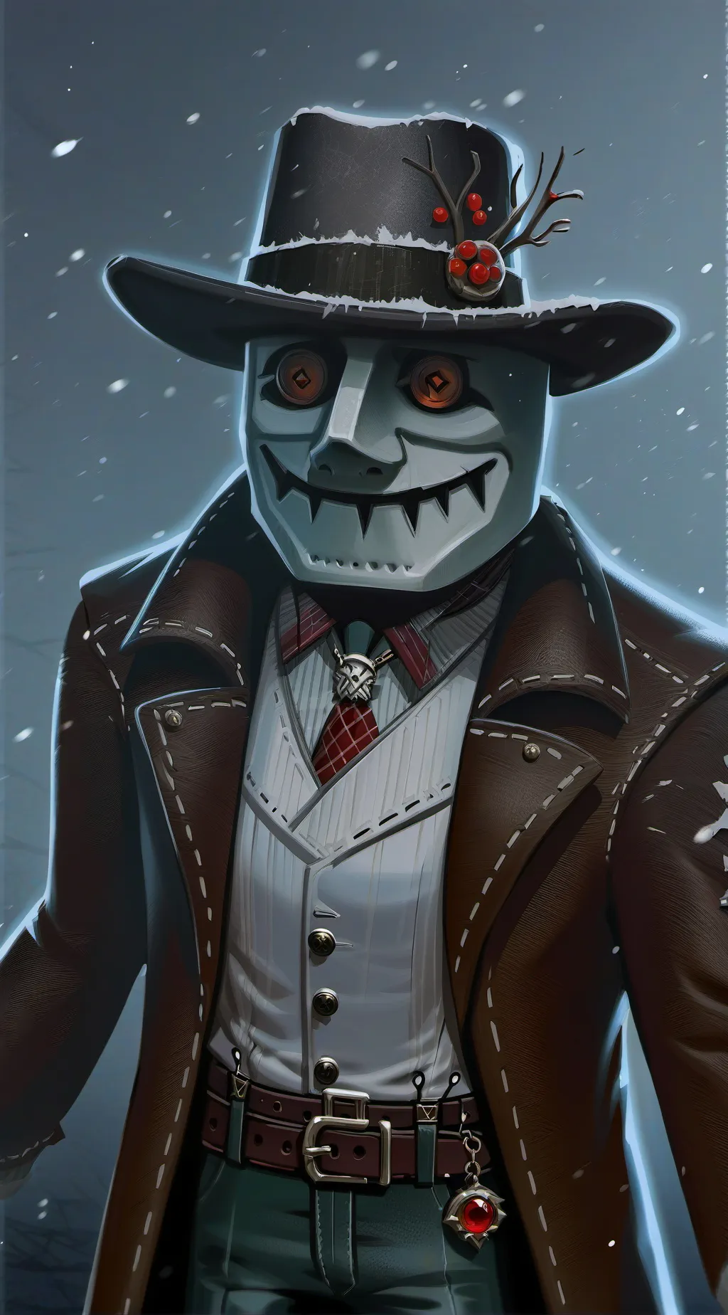 ai character: Creepy snowman background
