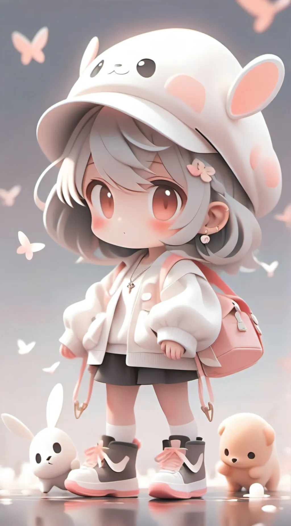 ai character: strawberry background