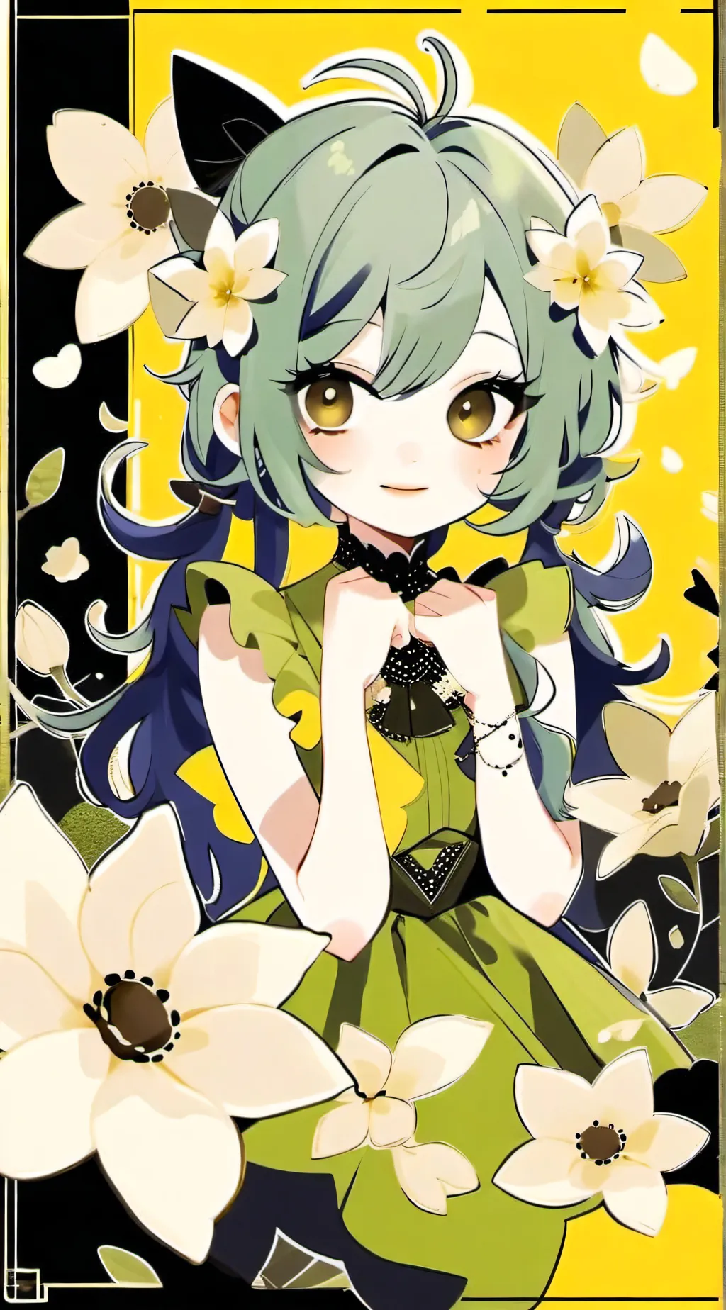 ai character: outside in 2 background