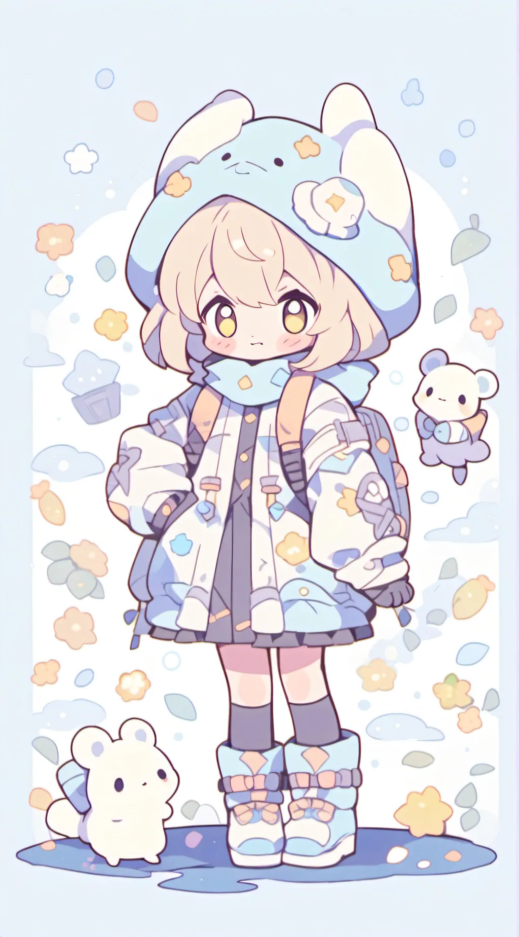 ai character: Smiling critters  background