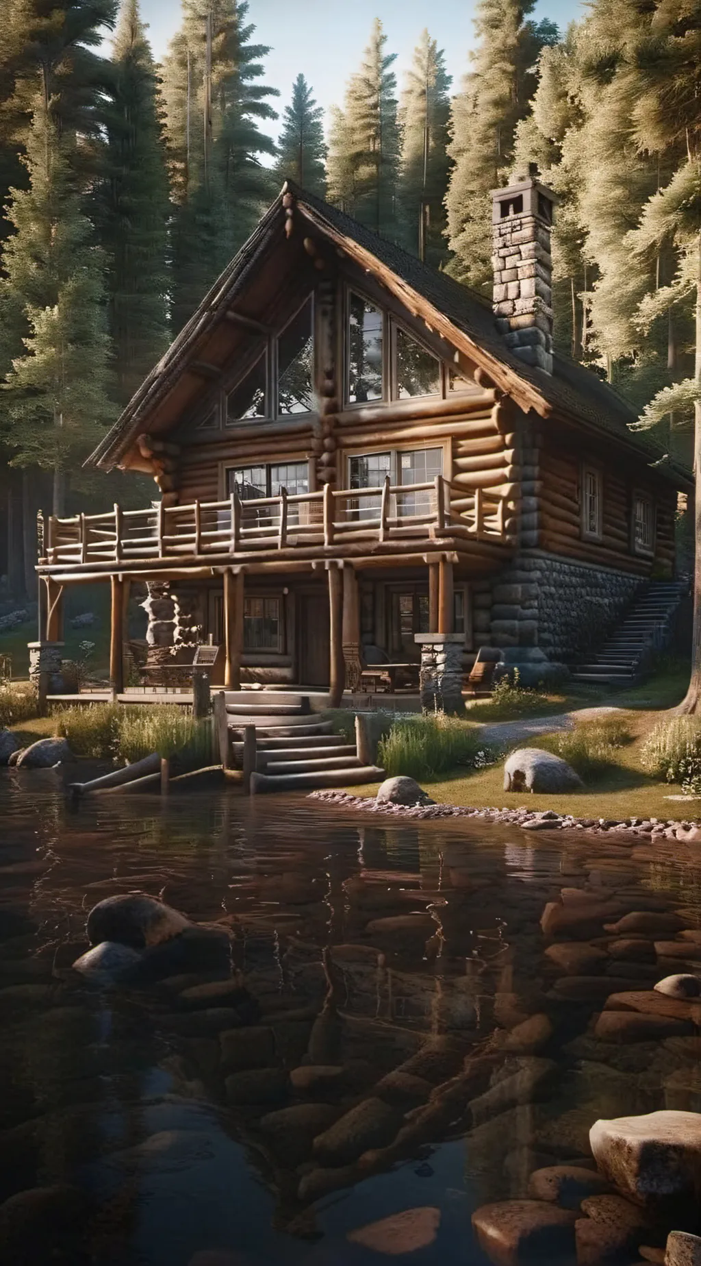 ai character: LogHouse background