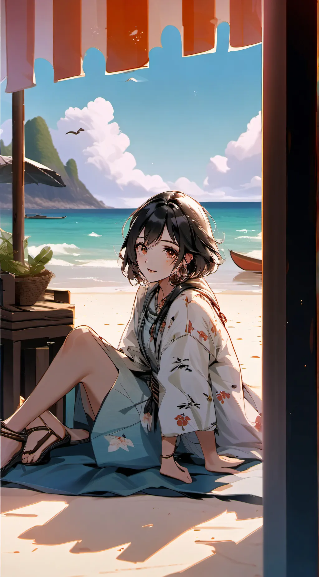 ai character: mha beach trip background