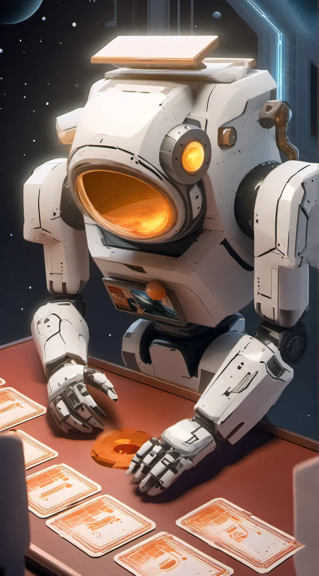 ai character: cosmic card dealer background