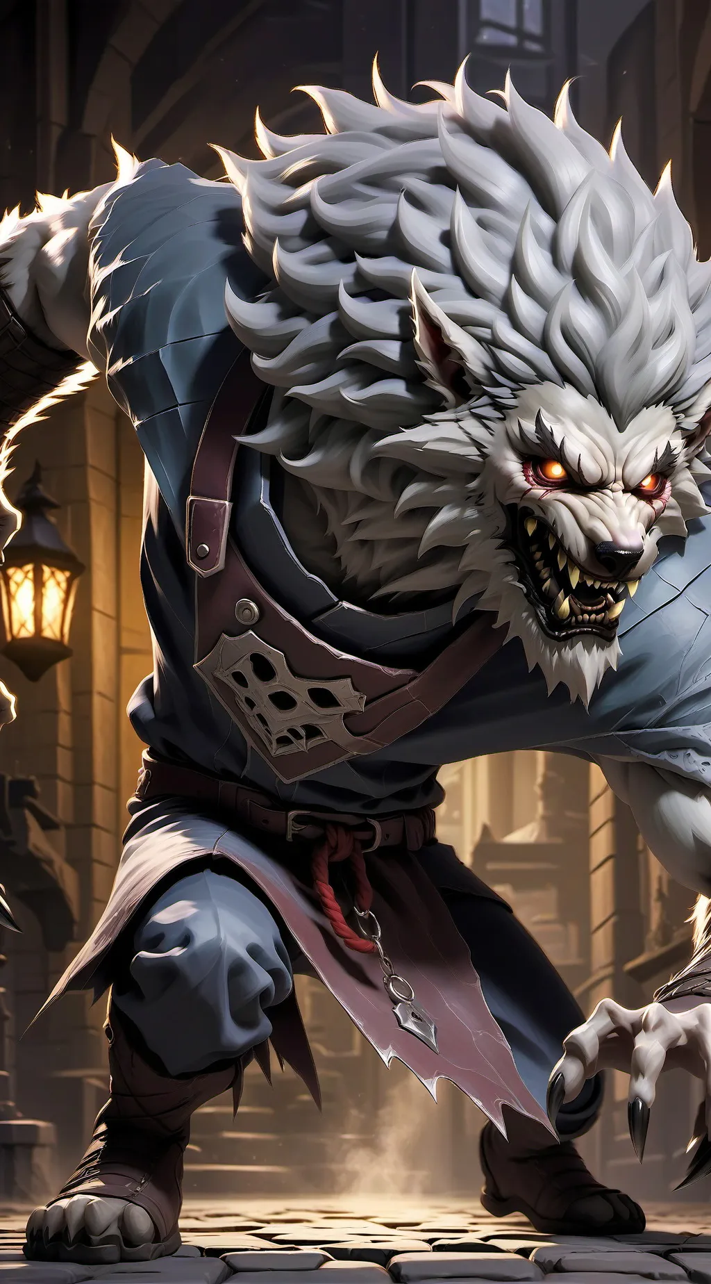 ai character: Scary werewolf background