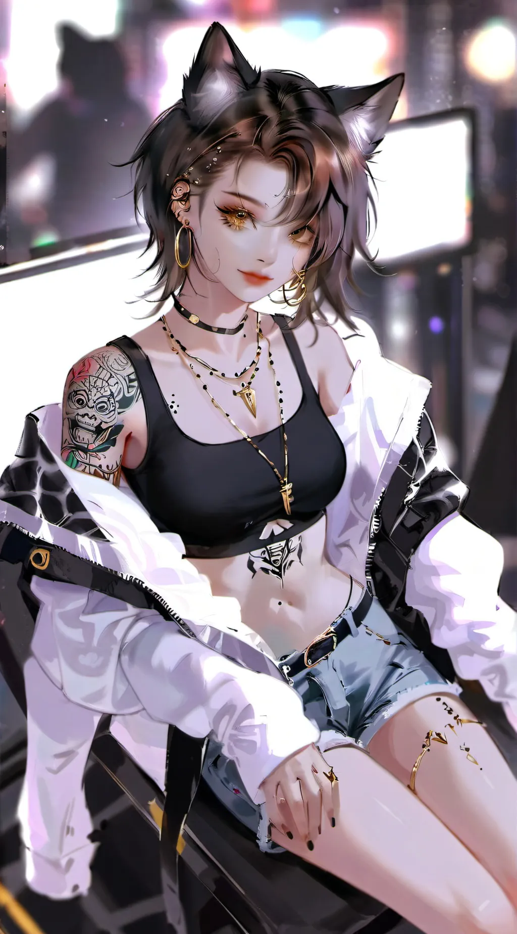 ai character: hh wolf girl  background