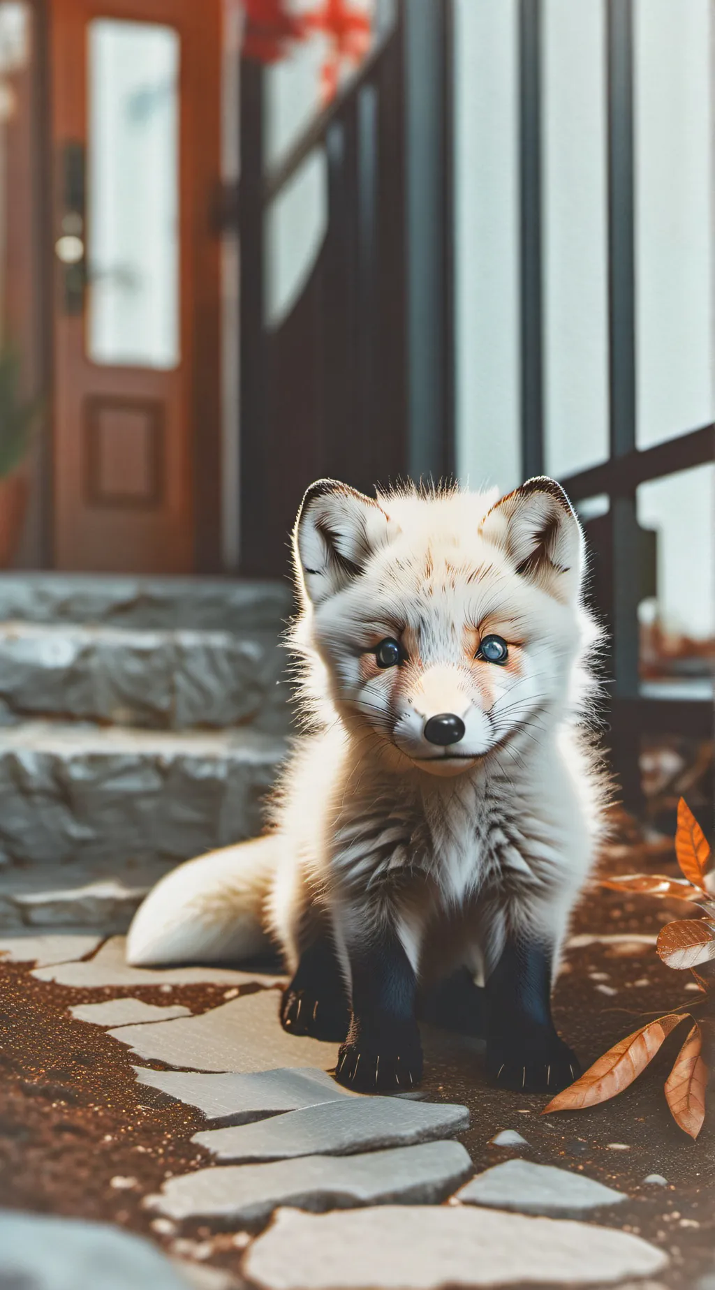 ai character: Arctic fox cub background