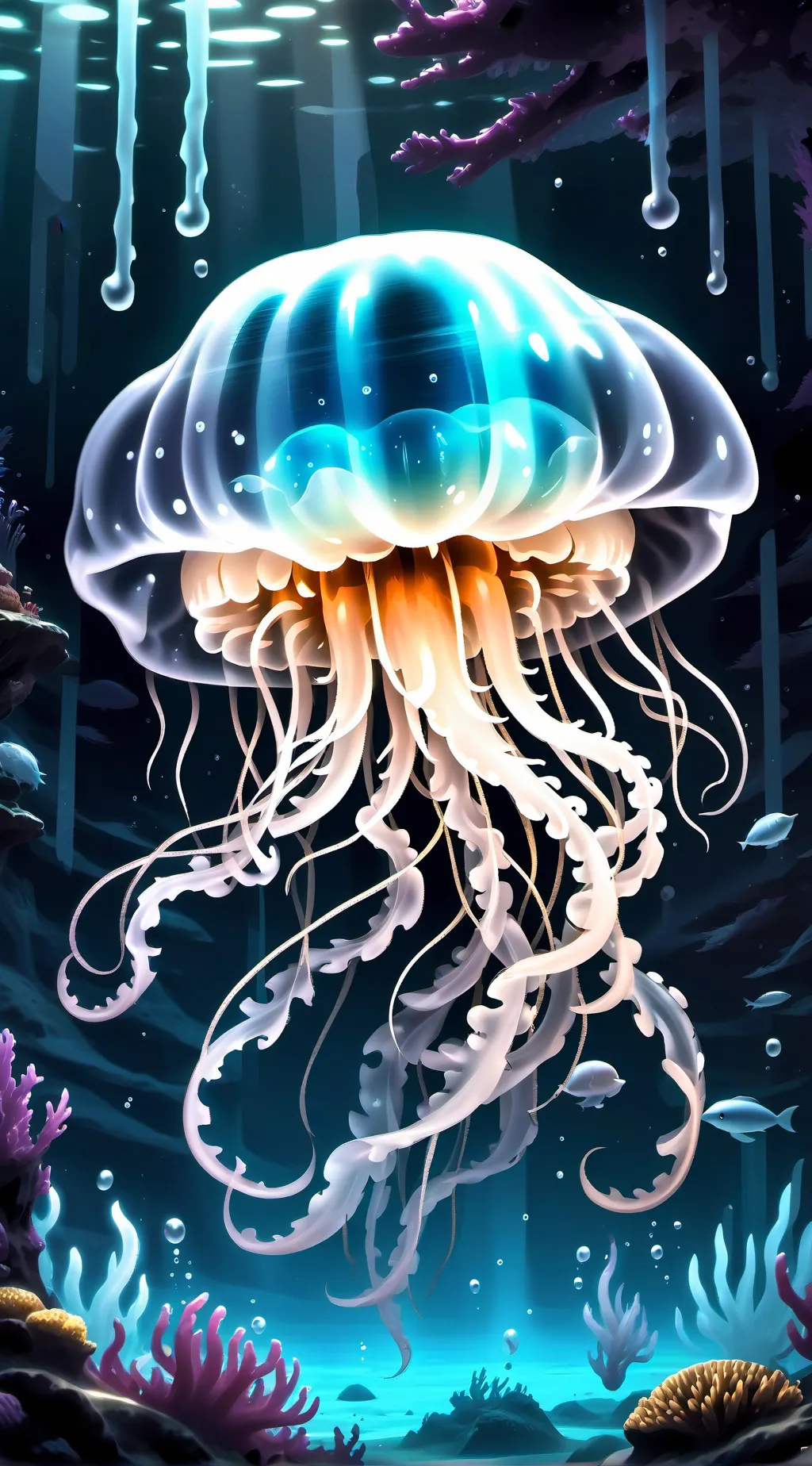 ai character: jelly fish background