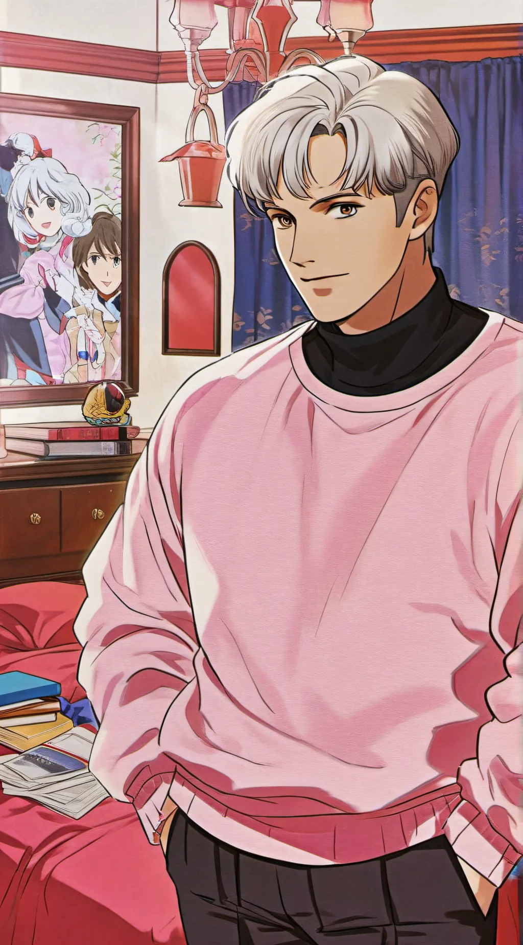 ai character: miss me meme background