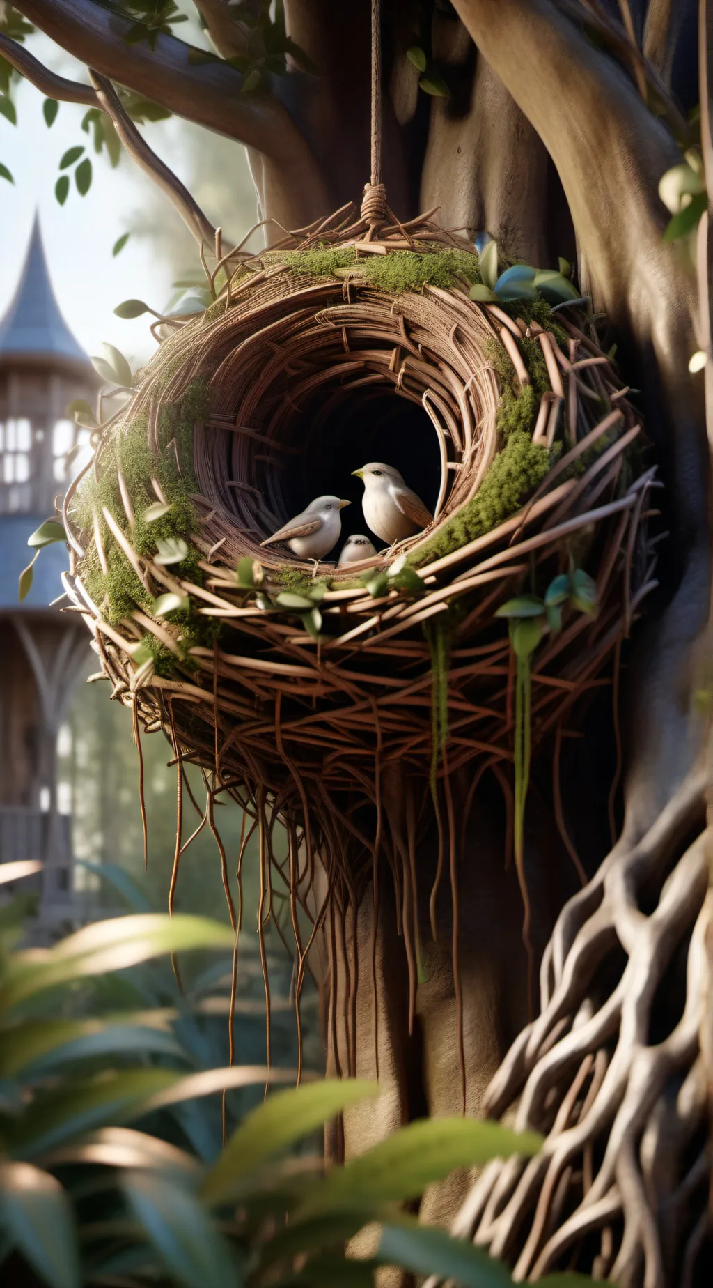 ai character: living nest background