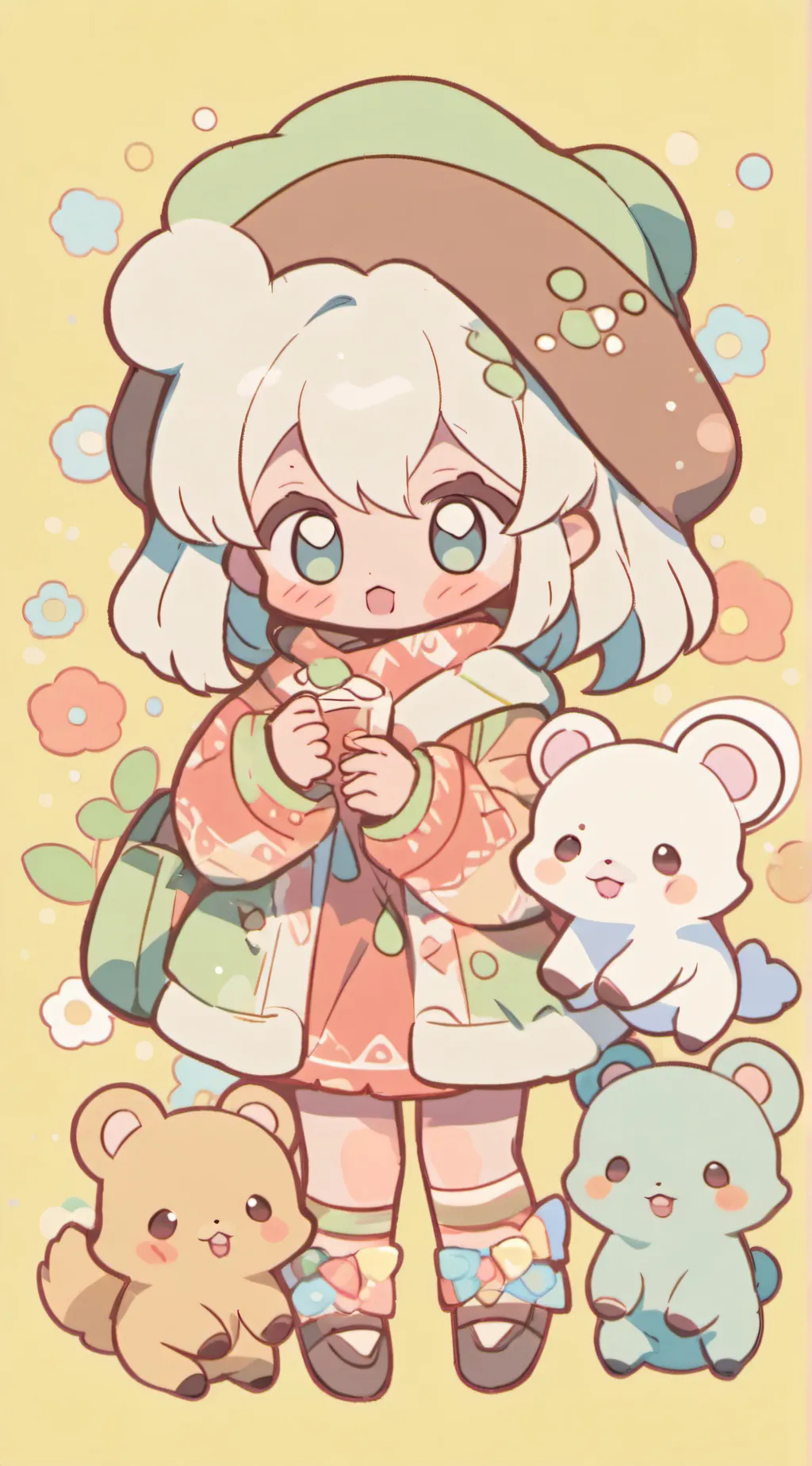 ai character: baby animals  background