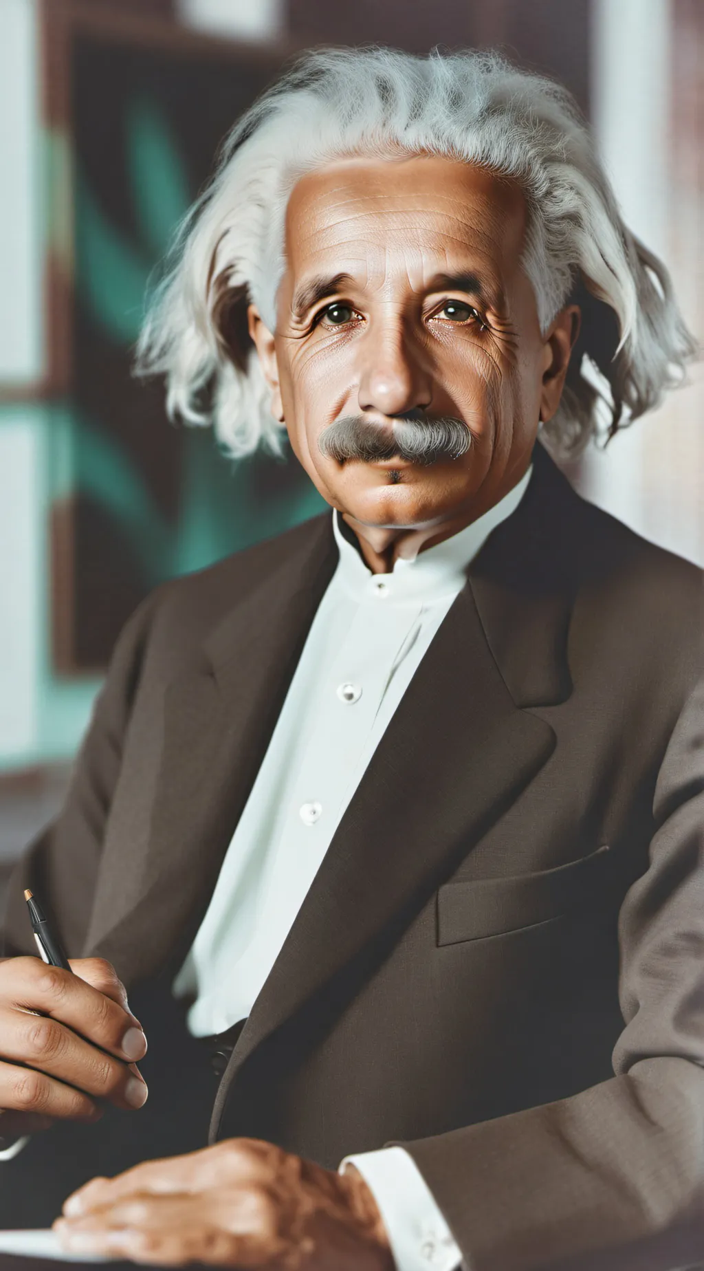 ai character: albert einstein background