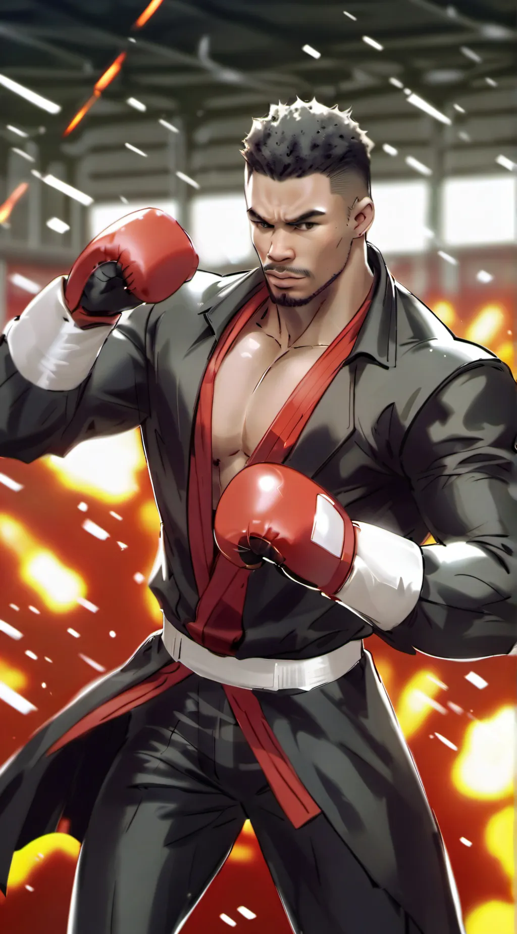 ai character: Puncher fire background