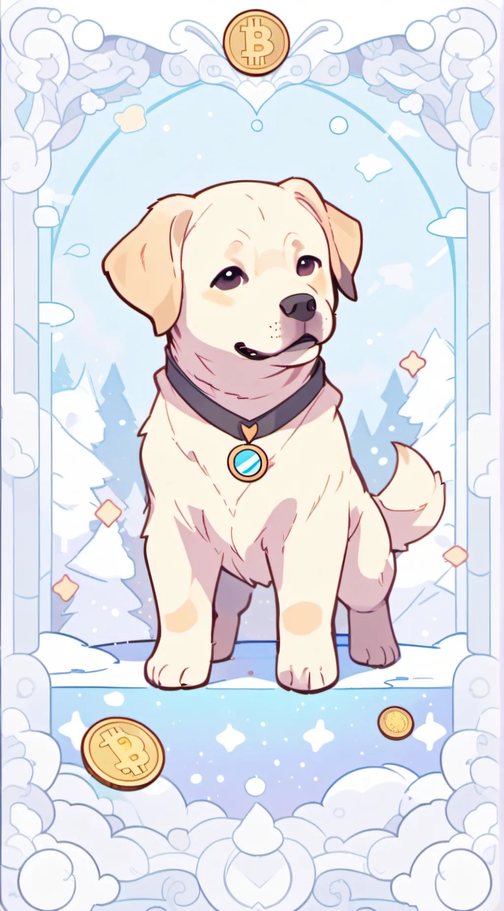 ai character: chibi Kabosu(doge) background