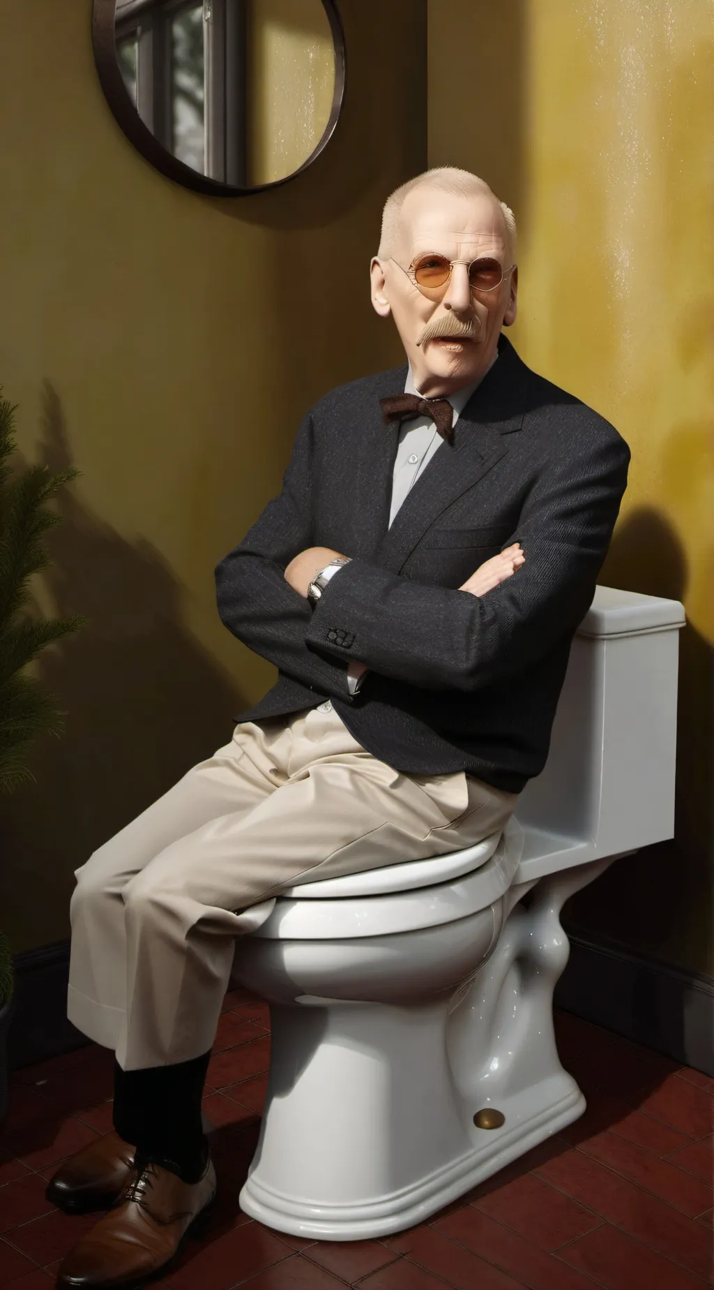 ai character: Man in a toilet background