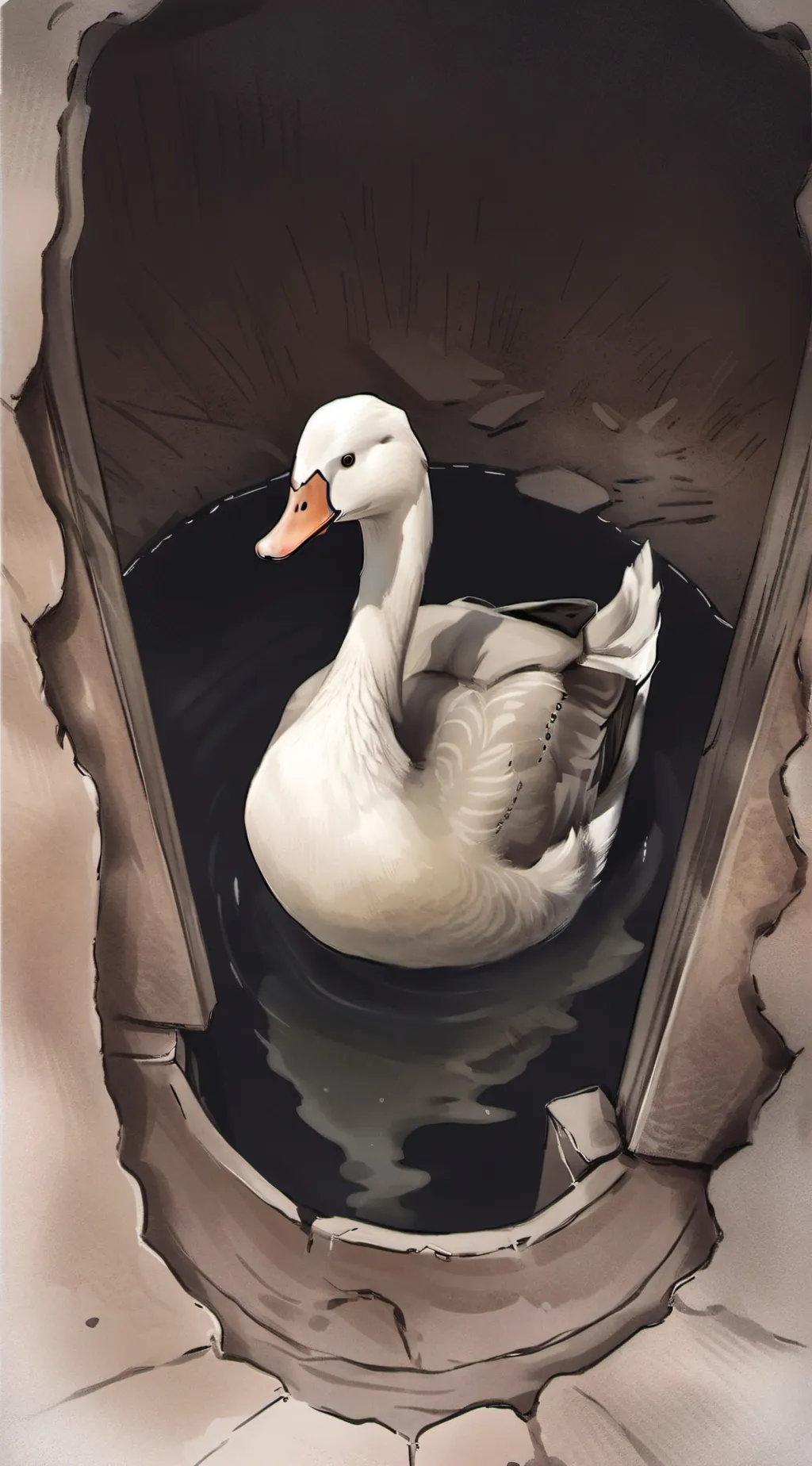 ai character: geese in a pit background
