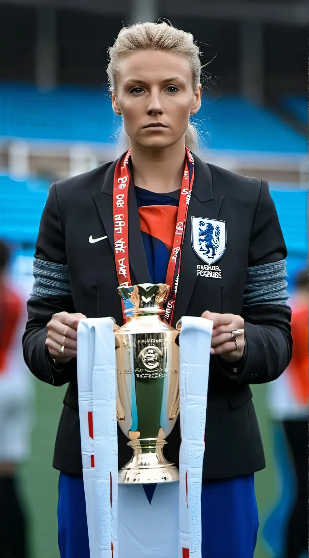 ai character: Leah Williamson  background