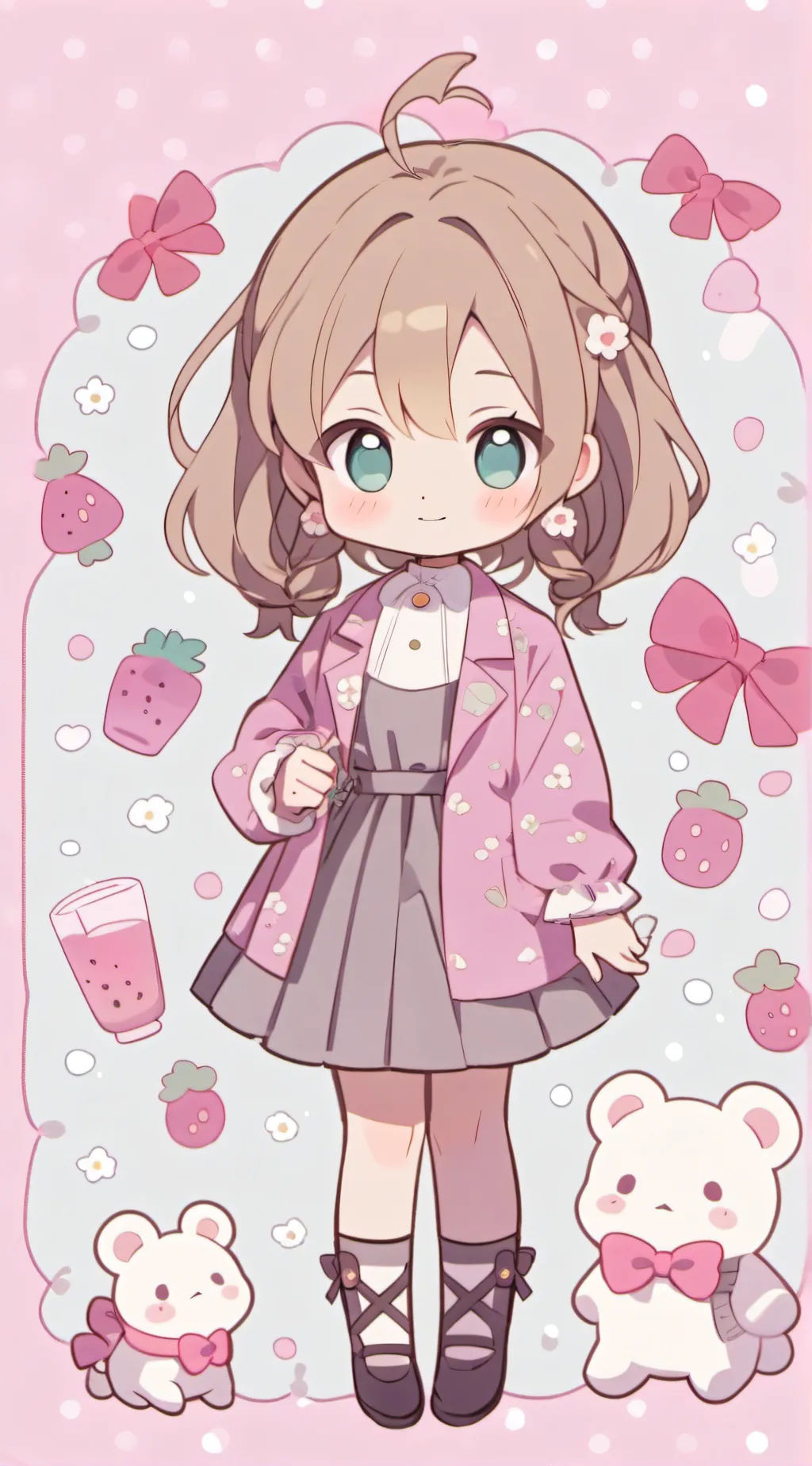 ai character: Strawberry background